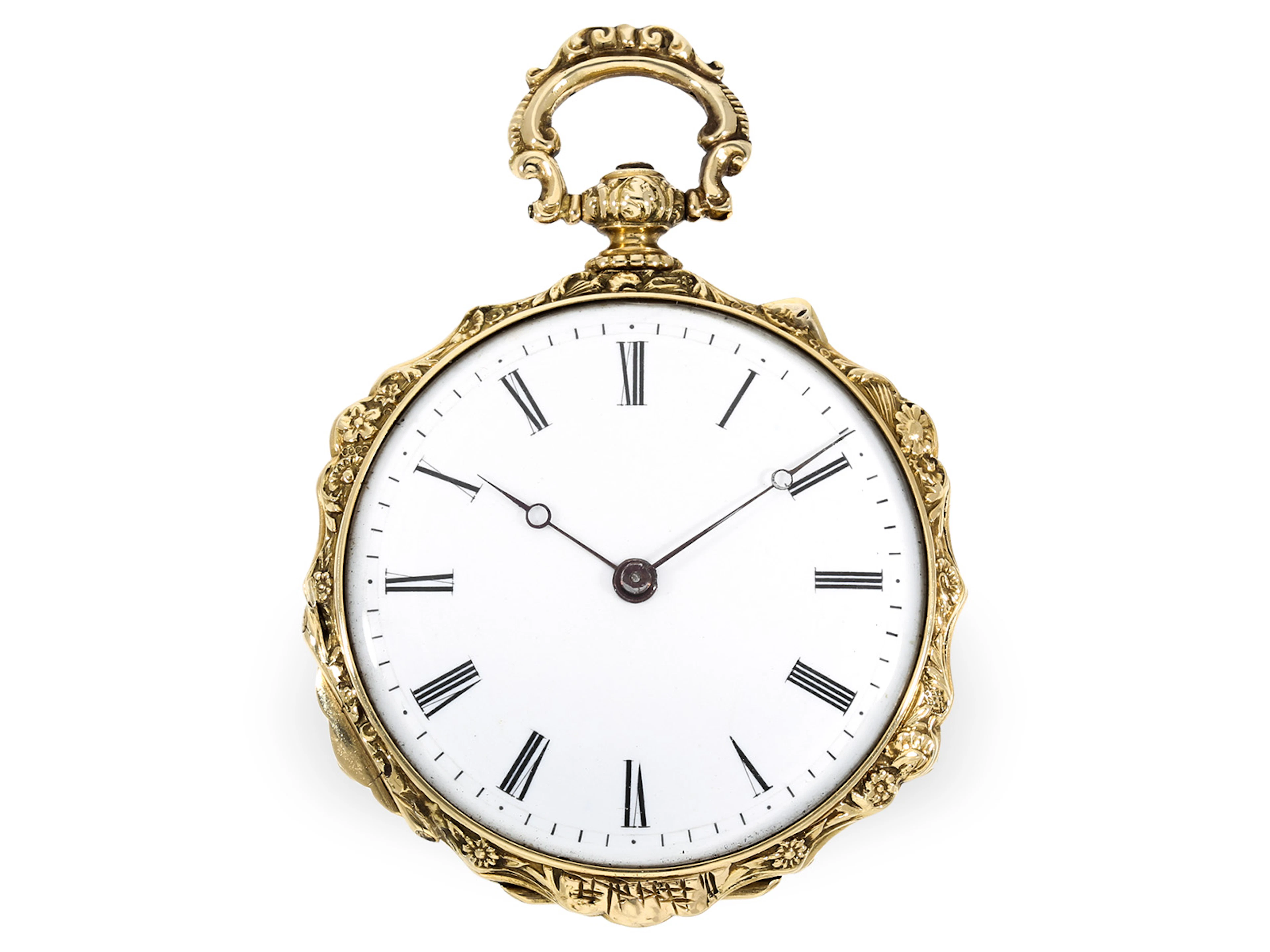 Pocket watch: very fine Geneva gold enamel ‘Lépine’ with diamond setting