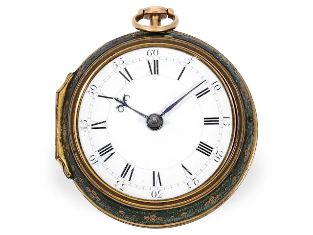 Pocket watch: fine double-cased cylinder watch by John Ellicott, London