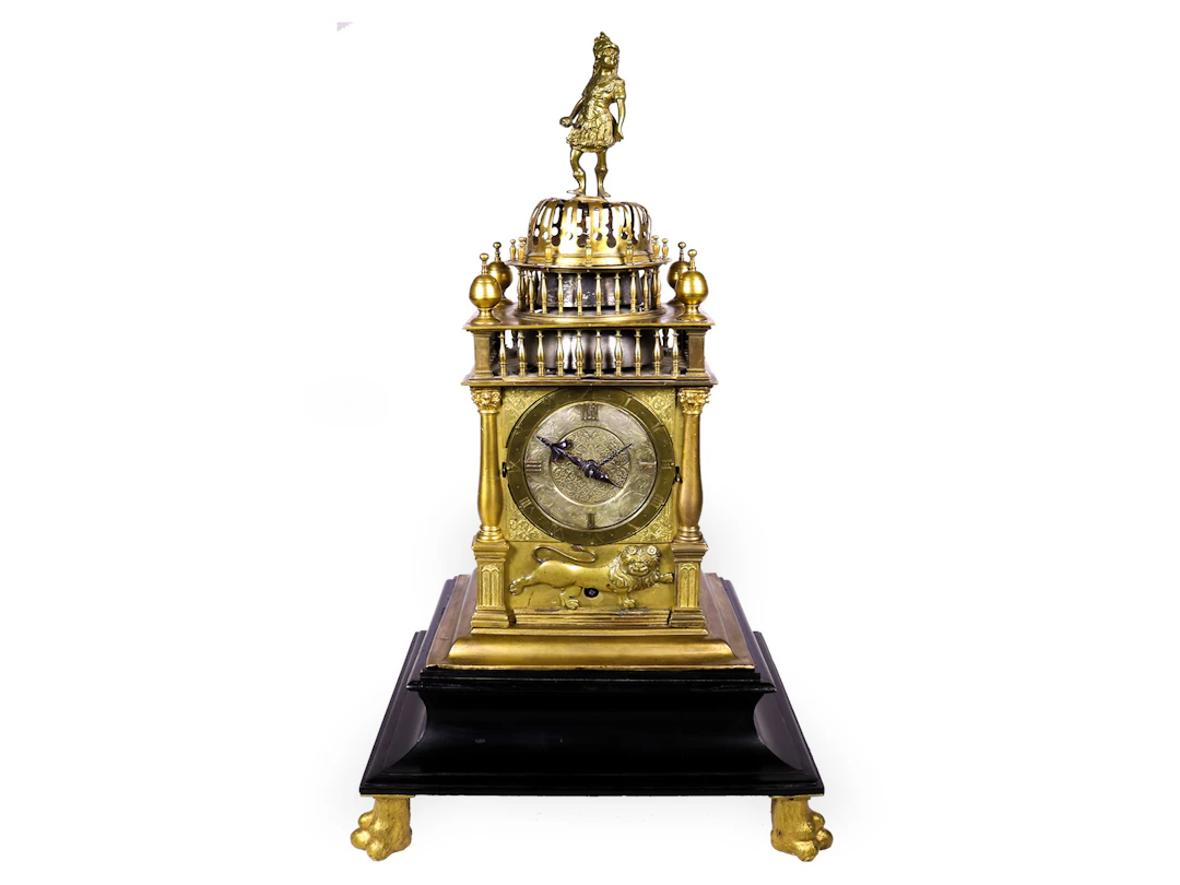 Table clock: significant, large, early Renaissance turret clock with