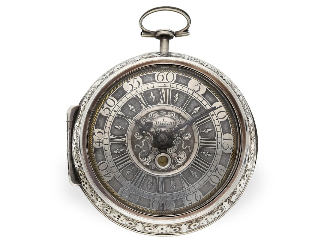 Pocket watch: early English pocket watch with date, Antram London, circa 1700