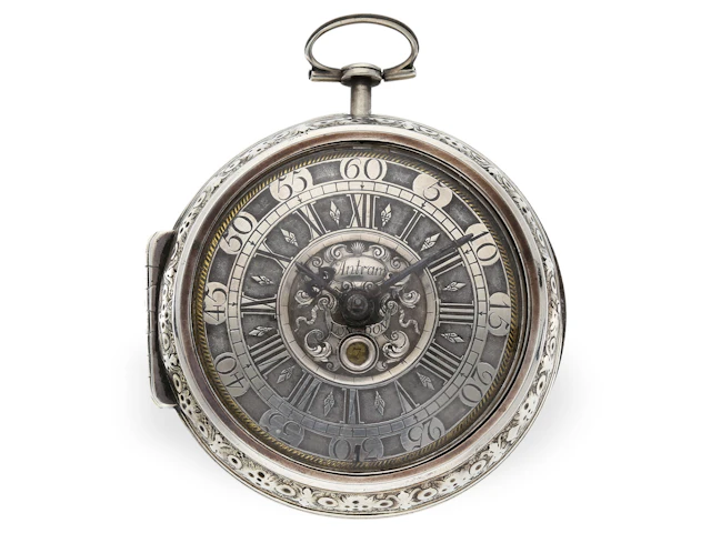 Pocket watch: early English pocket watch with date, Antram London, circa 1700