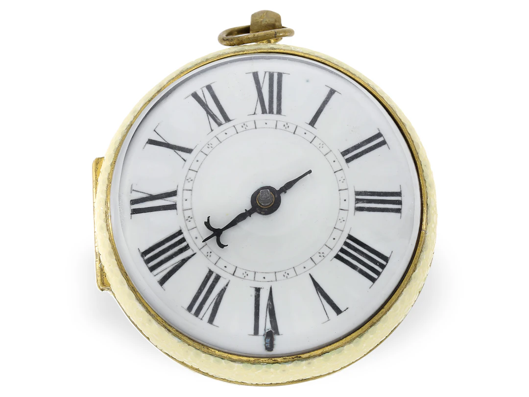 Pocket watch: early, single-hand central winding ‘Oignon’ circa 1700