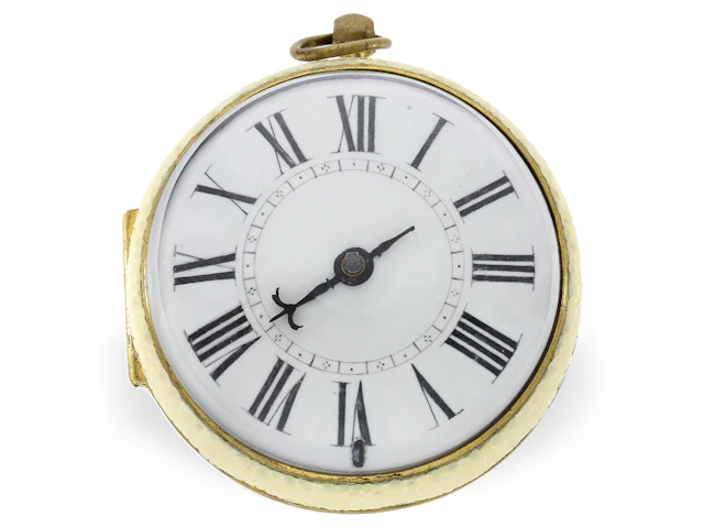 Pocket watch: early, single-hand central winding ‘Oignon’ circa 1700