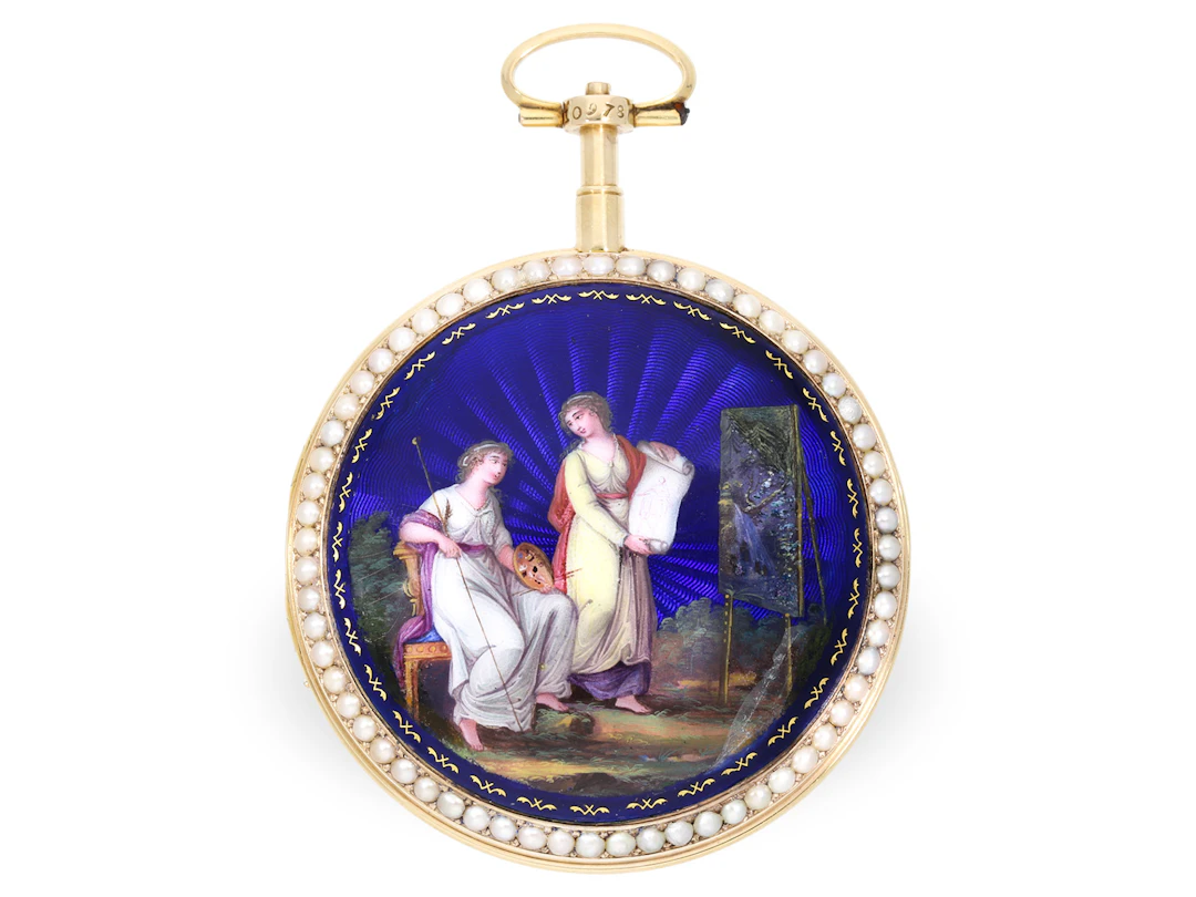 Pocket watch: a significant, large enamelled watch for the Chinese