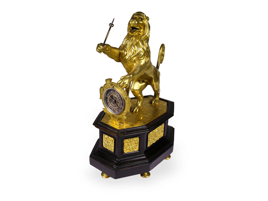 A significant, complicated Renaissance figure clock, ‘Standing Lion’