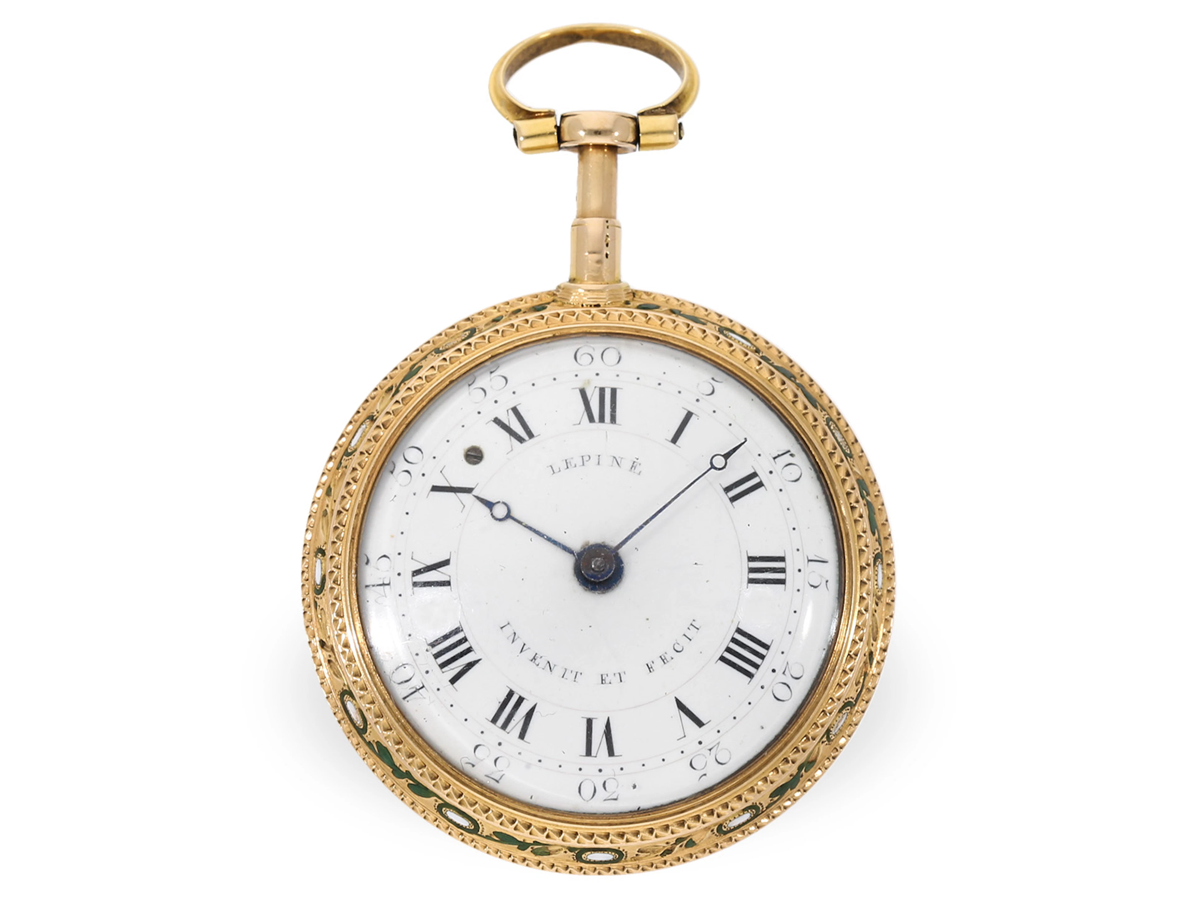 Pocket watch: gold/enamel Lepine, original Lepine Paris with virgule