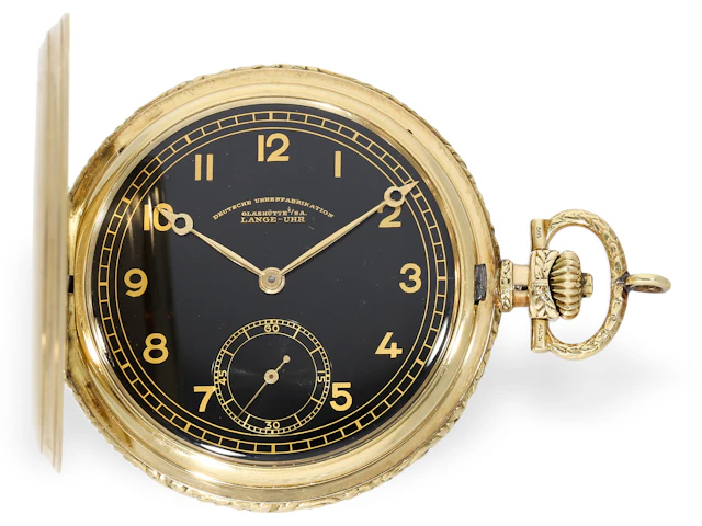 Pocket watch: rare A. Lange & Söhne gold hunting case pocket watch