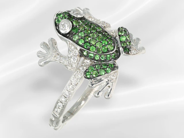 Ring: interesting designer goldsmith's ring with brilliant-cut diamonds