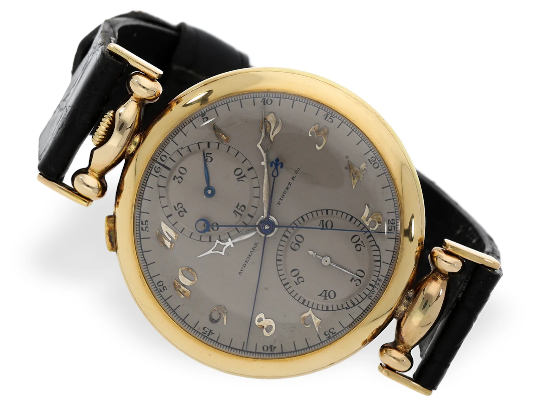 Wristwatch: very early Audemars Piguet rattrapante chronograph, ca. 1926–1929