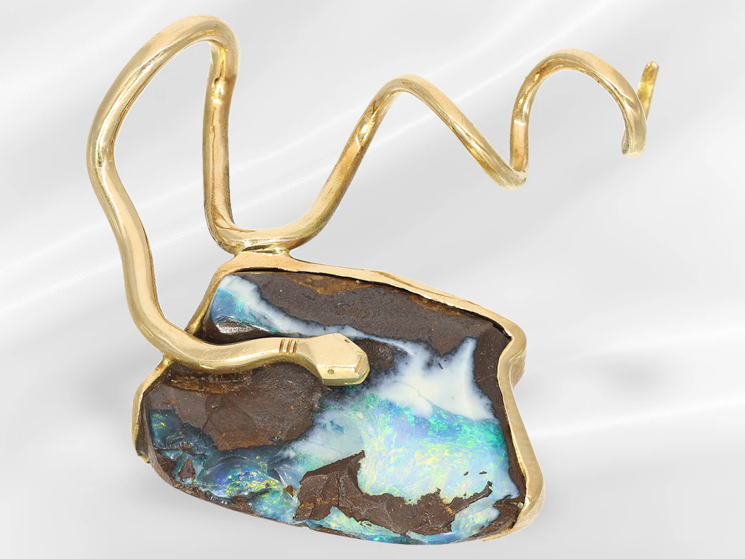 Pendant: Designer pendant with a fine boulder opal, unique piece of