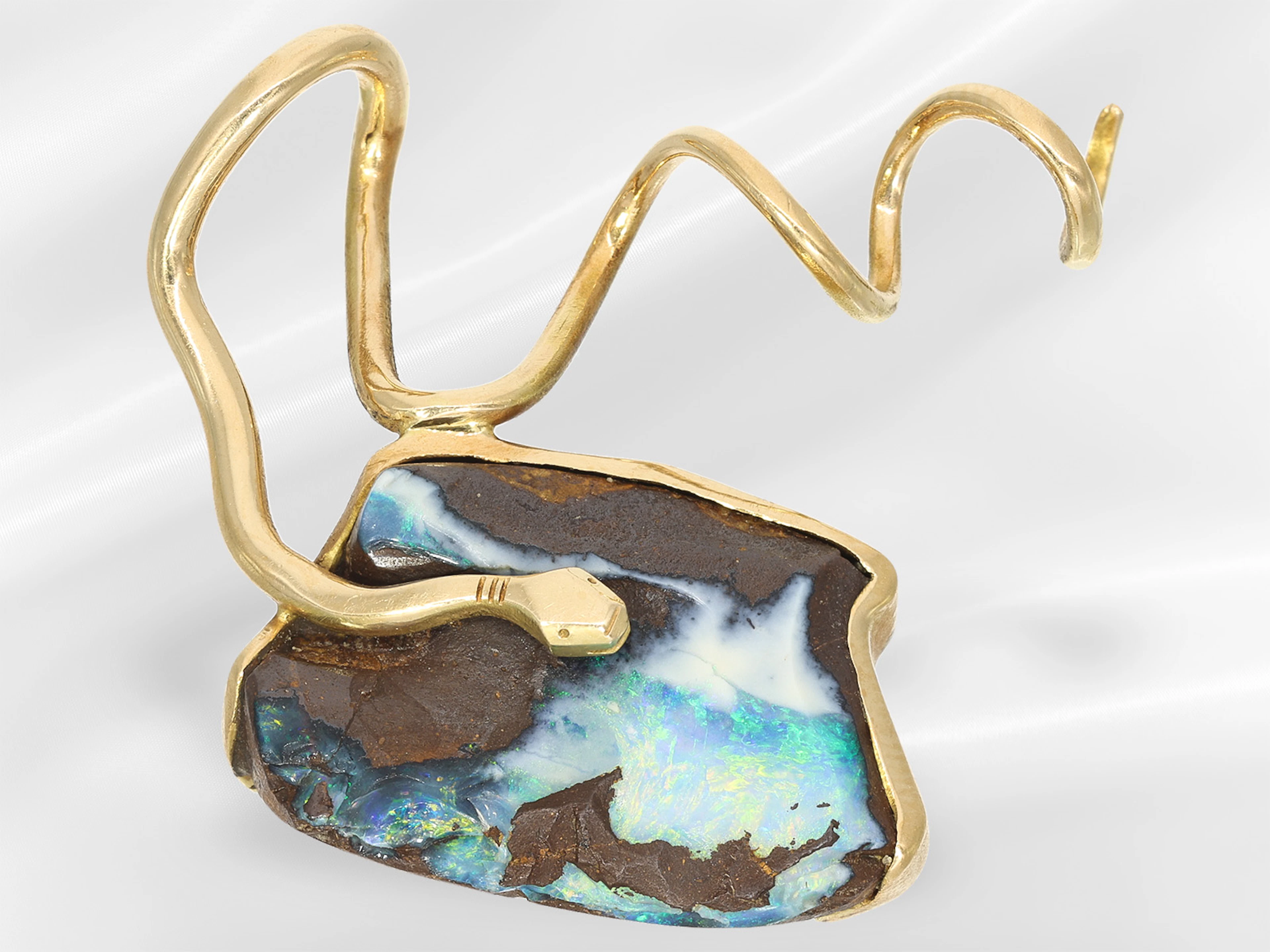 Pendant: Designer pendant with a fine boulder opal, unique piece of