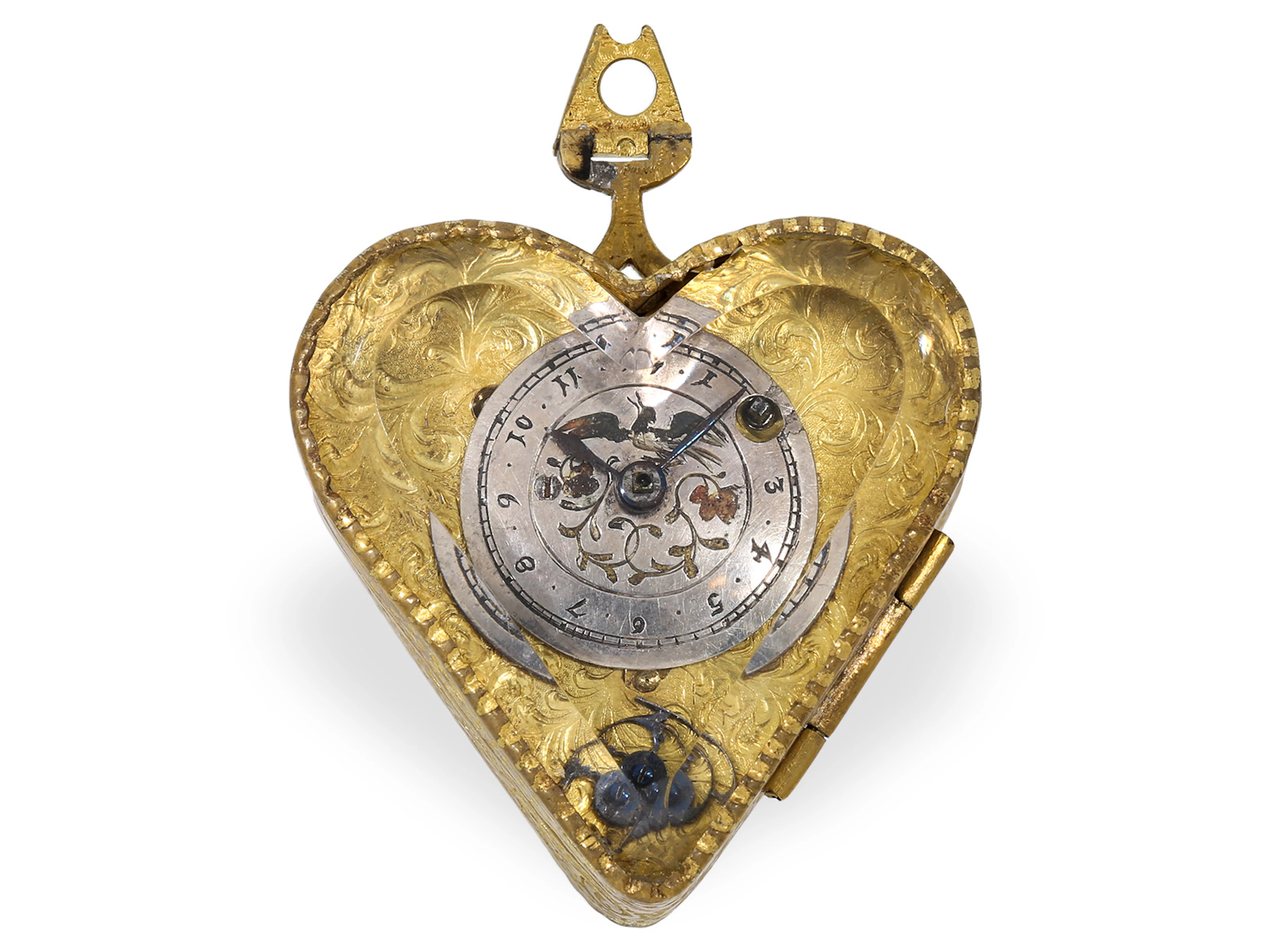Pendent watch: early heart-shaped watch, 17th/18th century, a rarity