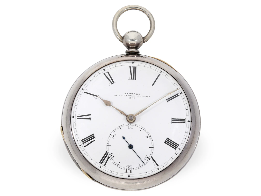 Pocket watch: rare English chronometer by Barraud London No. 1788