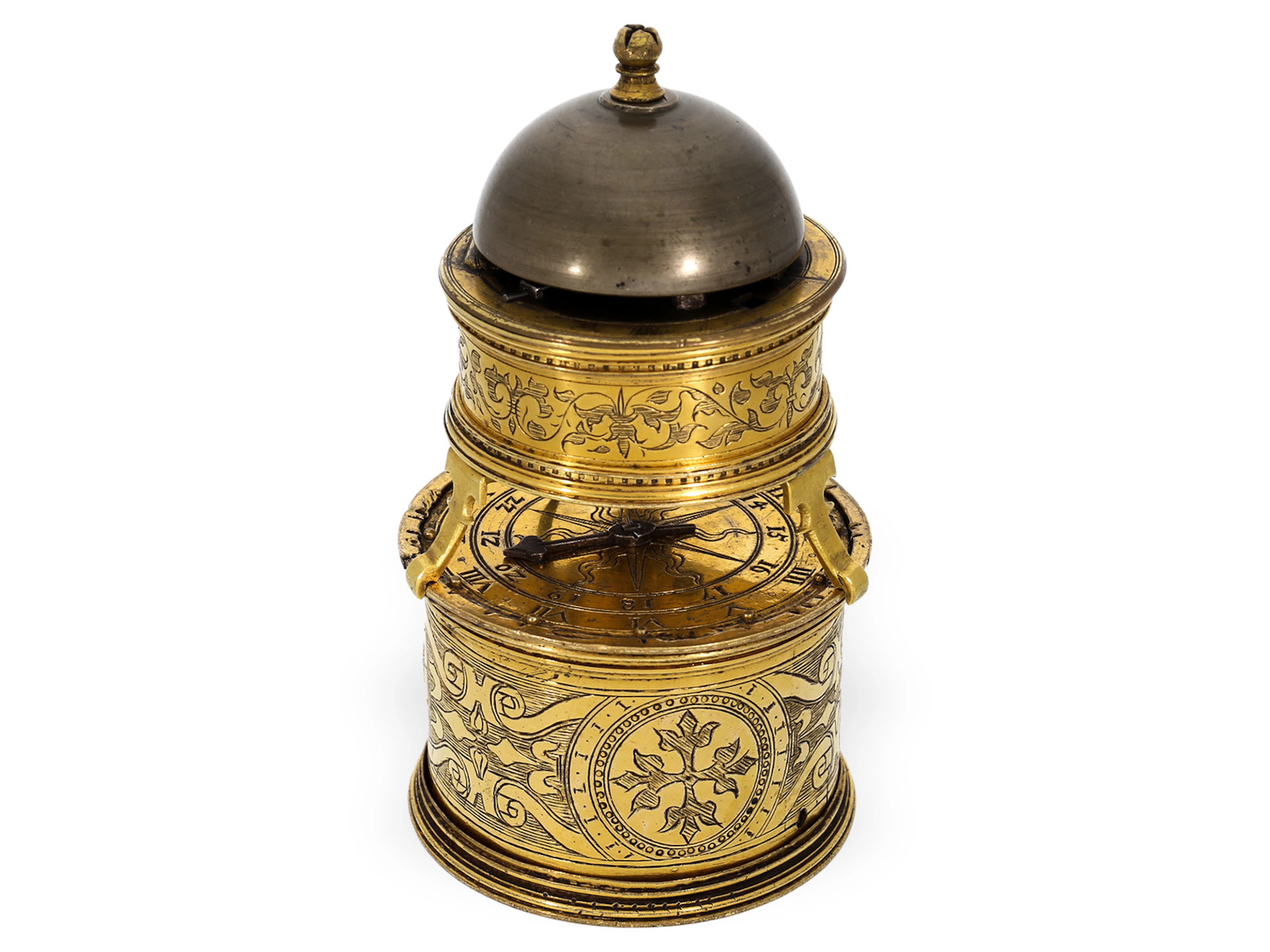 Drum clock: one of the earliest known carriage clocks with original