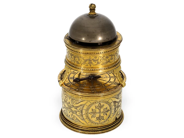 Drum clock: one of the earliest known carriage clocks with original
