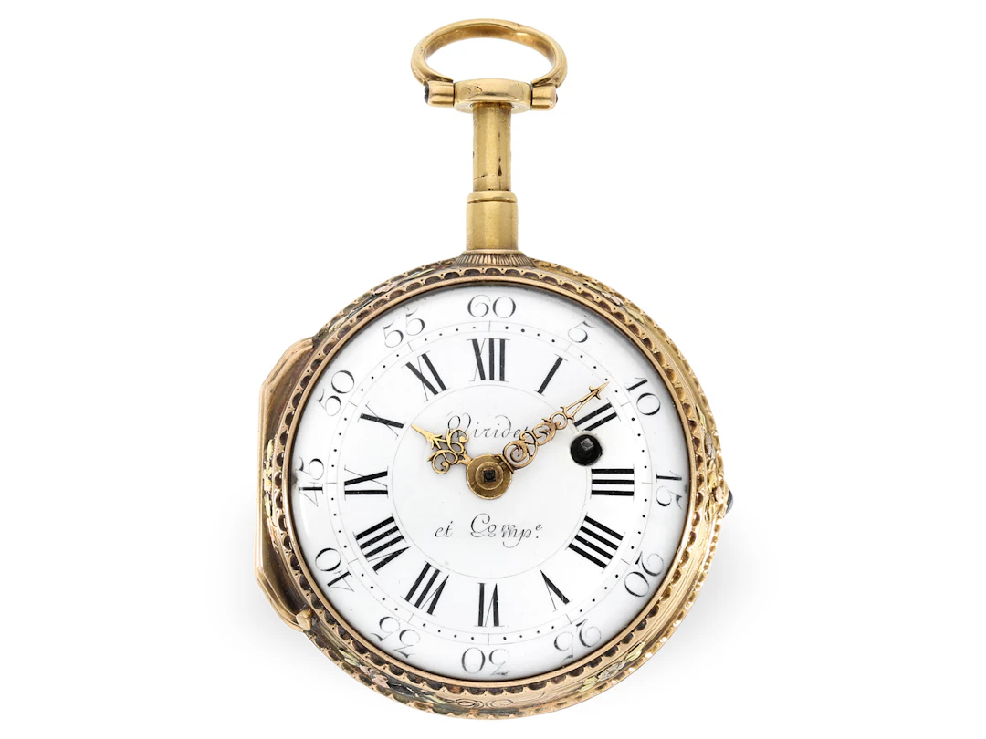 Pocket watch: very fine, museum-quality 4-colour verge watch with