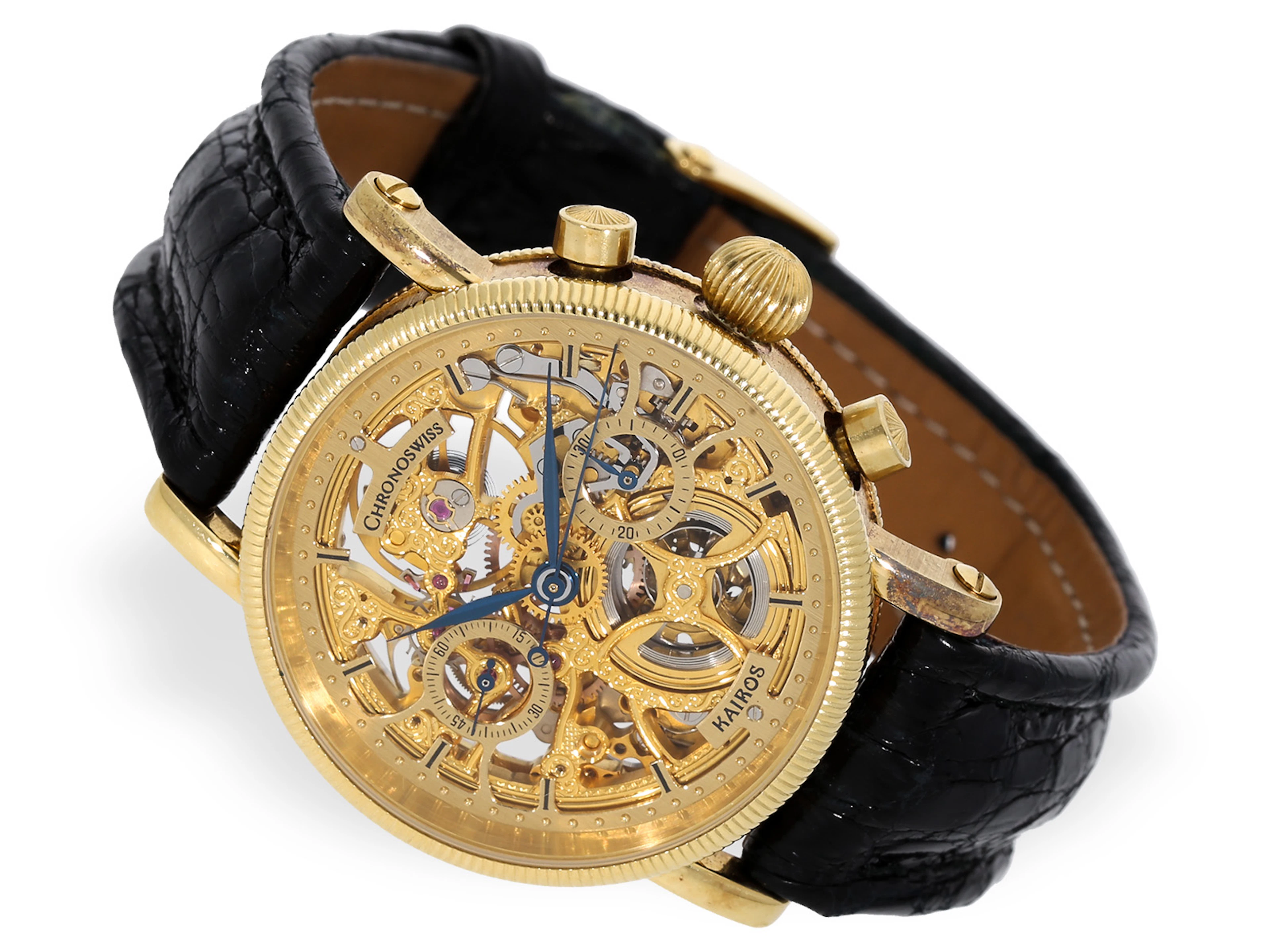 Wristwatch: rare skeletonised 18K chronograph, Chronoswiss Kairos