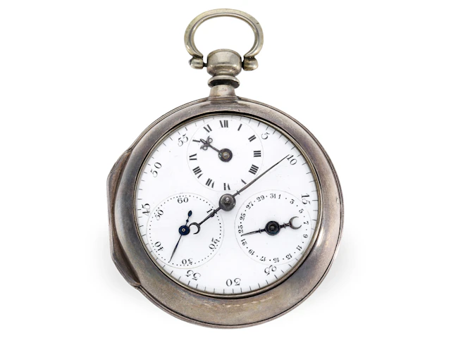 Pocket watch: rare, early ‘Doctor’s Watch’ with regulator dial, stopwatch