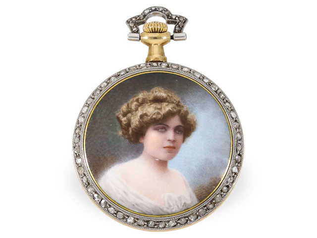 Pocket watch/pendant watch: exquisite platinum/gold/enamel ladies’