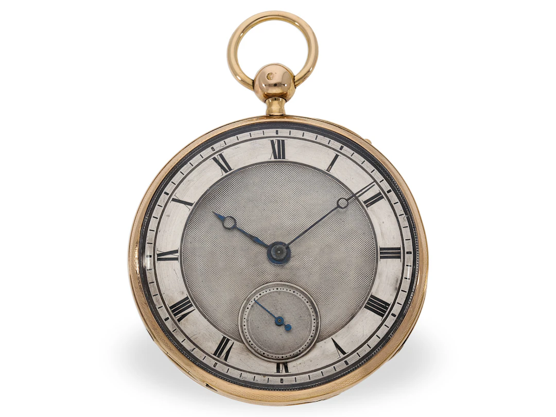 Pocket watch: large Breguet-style cylinder watch with seconds and