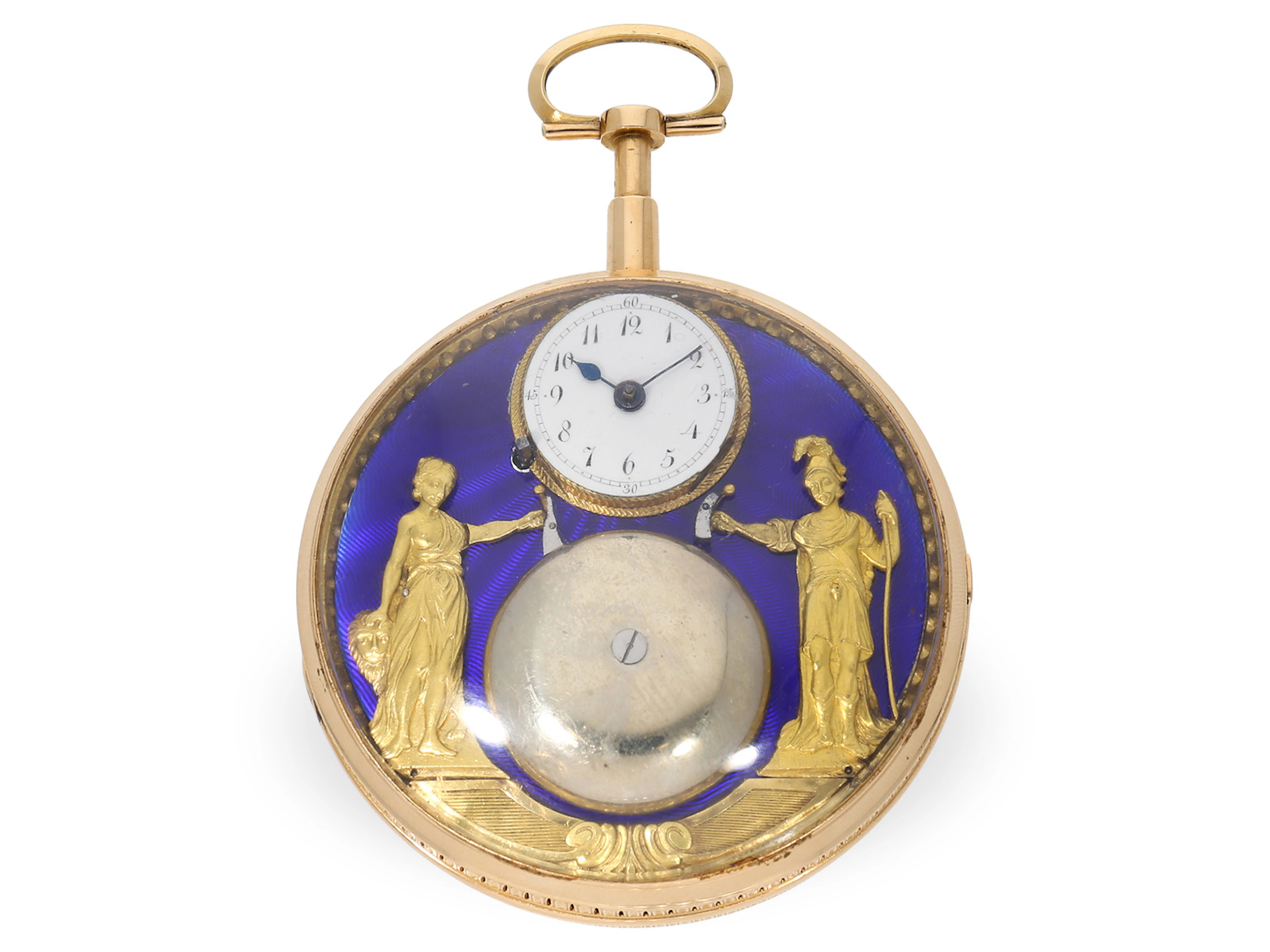Pocket watch: Significant, large Jacquemart figure automaton with