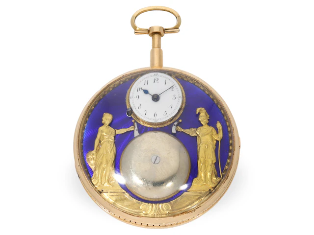 Pocket watch: Significant, large Jacquemart figure automaton with