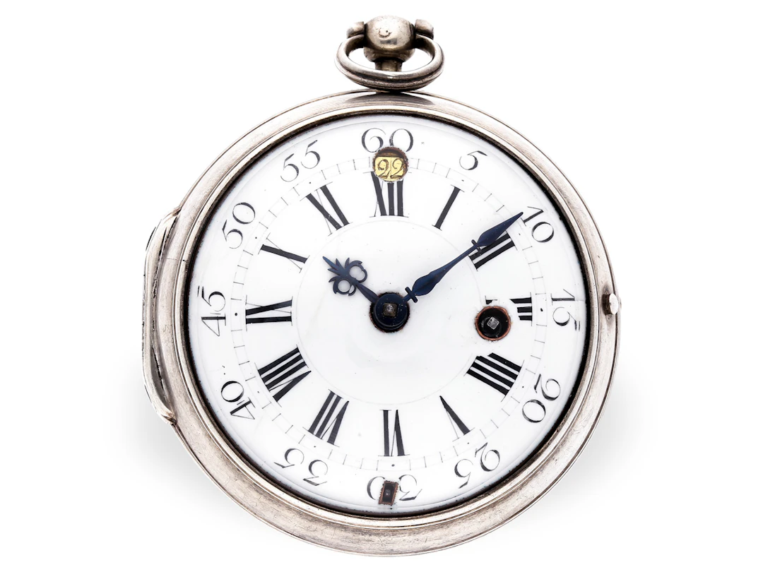 Pocket watch: early ‘Oignon’ with an unusual date position and silver