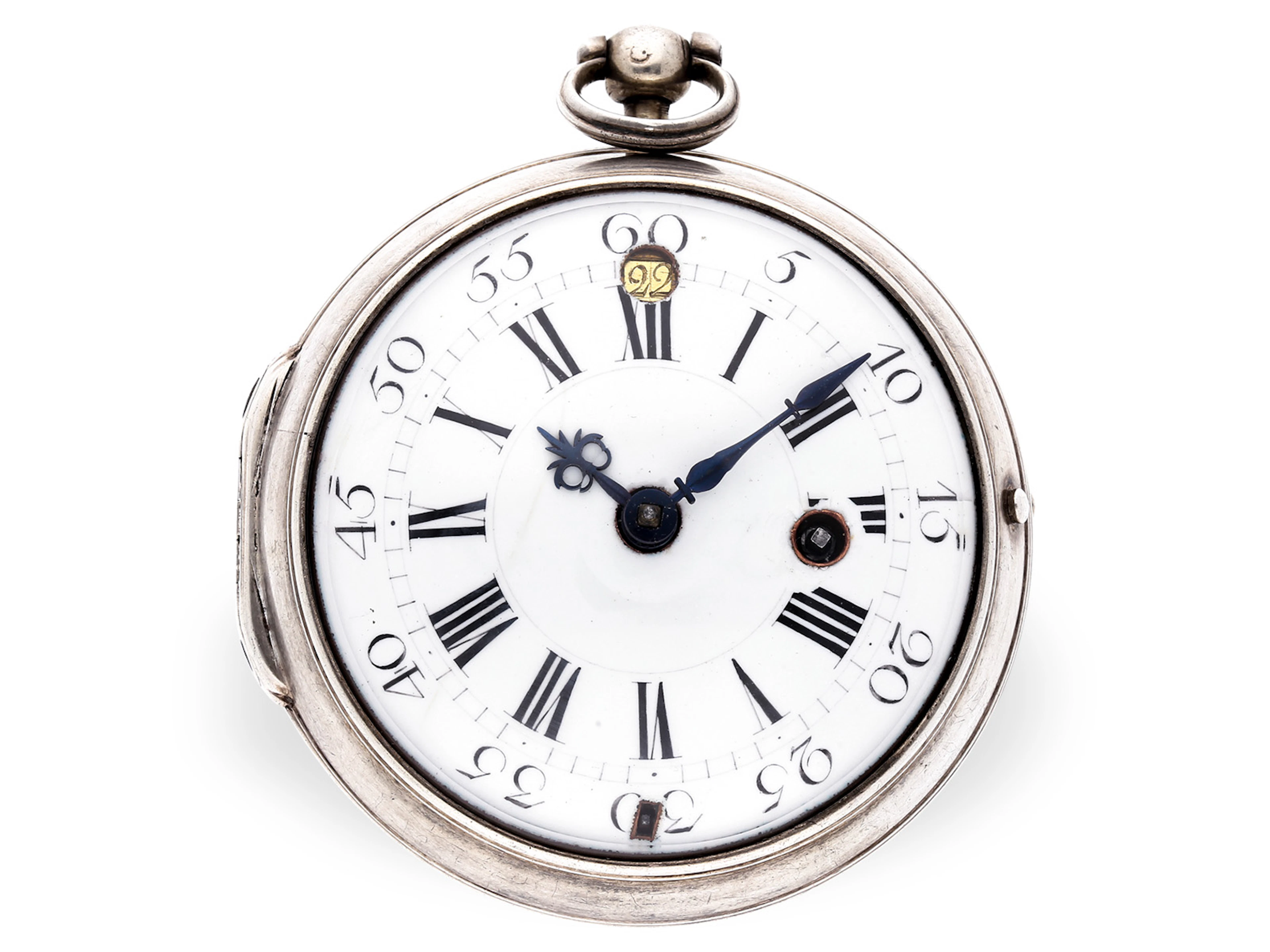Pocket watch: early ‘Oignon’ with an unusual date position and silver