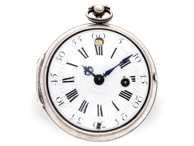Pocket watch: early ‘Oignon’ with an unusual date position and silver