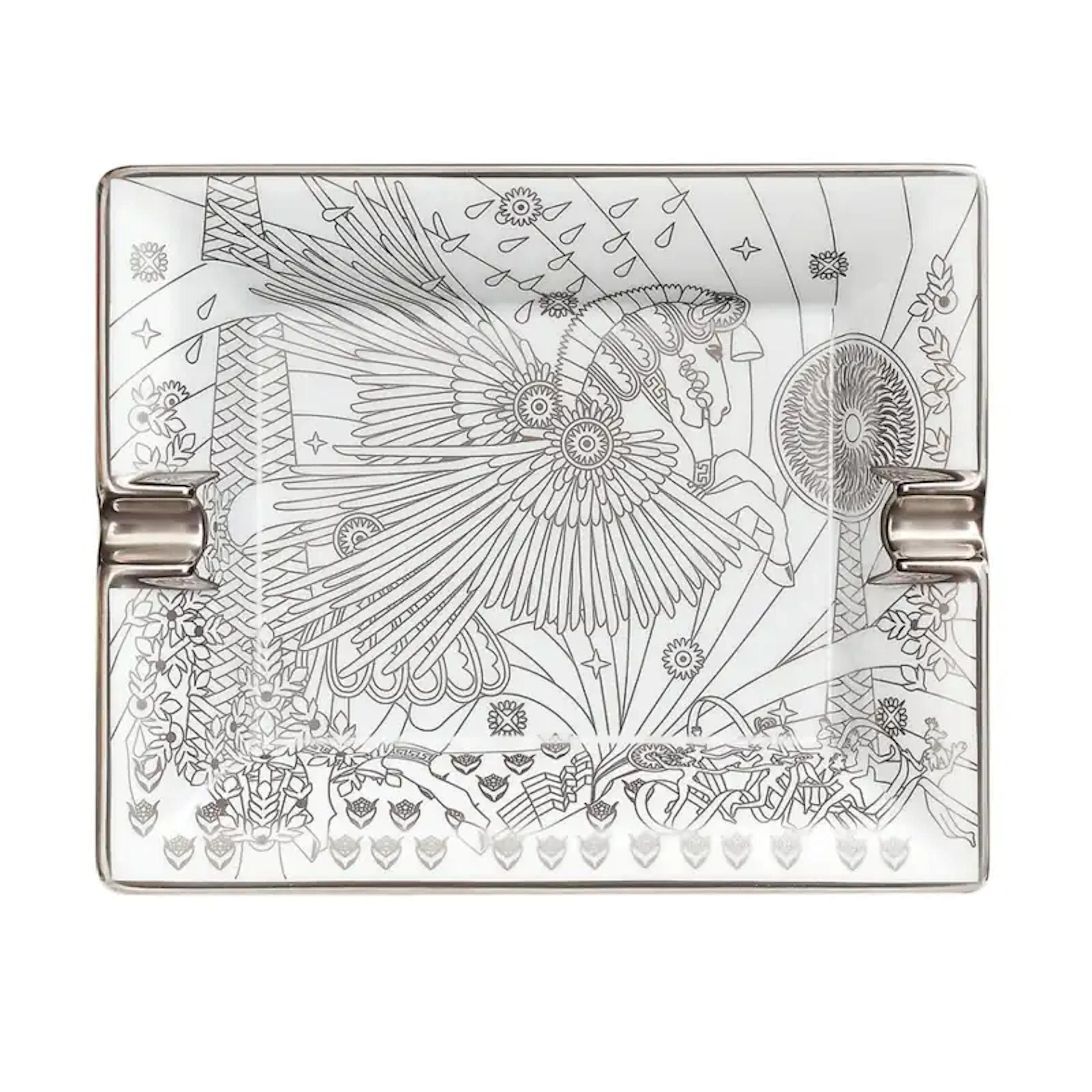Hermes Ashtray La Source de Pegase Silver Limoges Porcelain