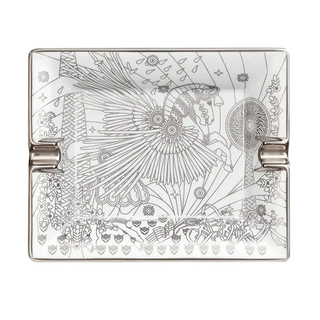 Hermes Ashtray La Source de Pegase Silver Limoges Porcelain
