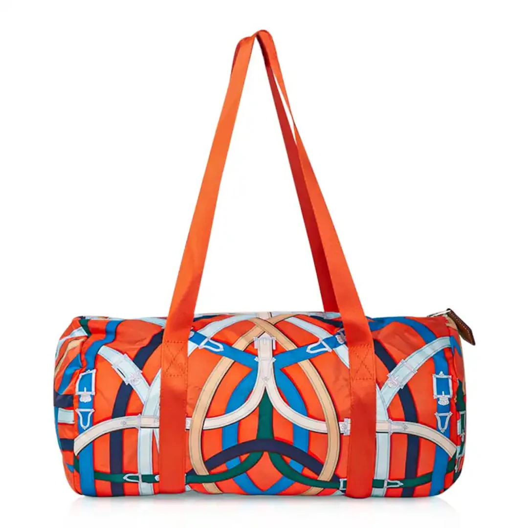 Hermes Bag Airsilk Duffle Cavalcadour 38 Orange Silk Limited Edition New