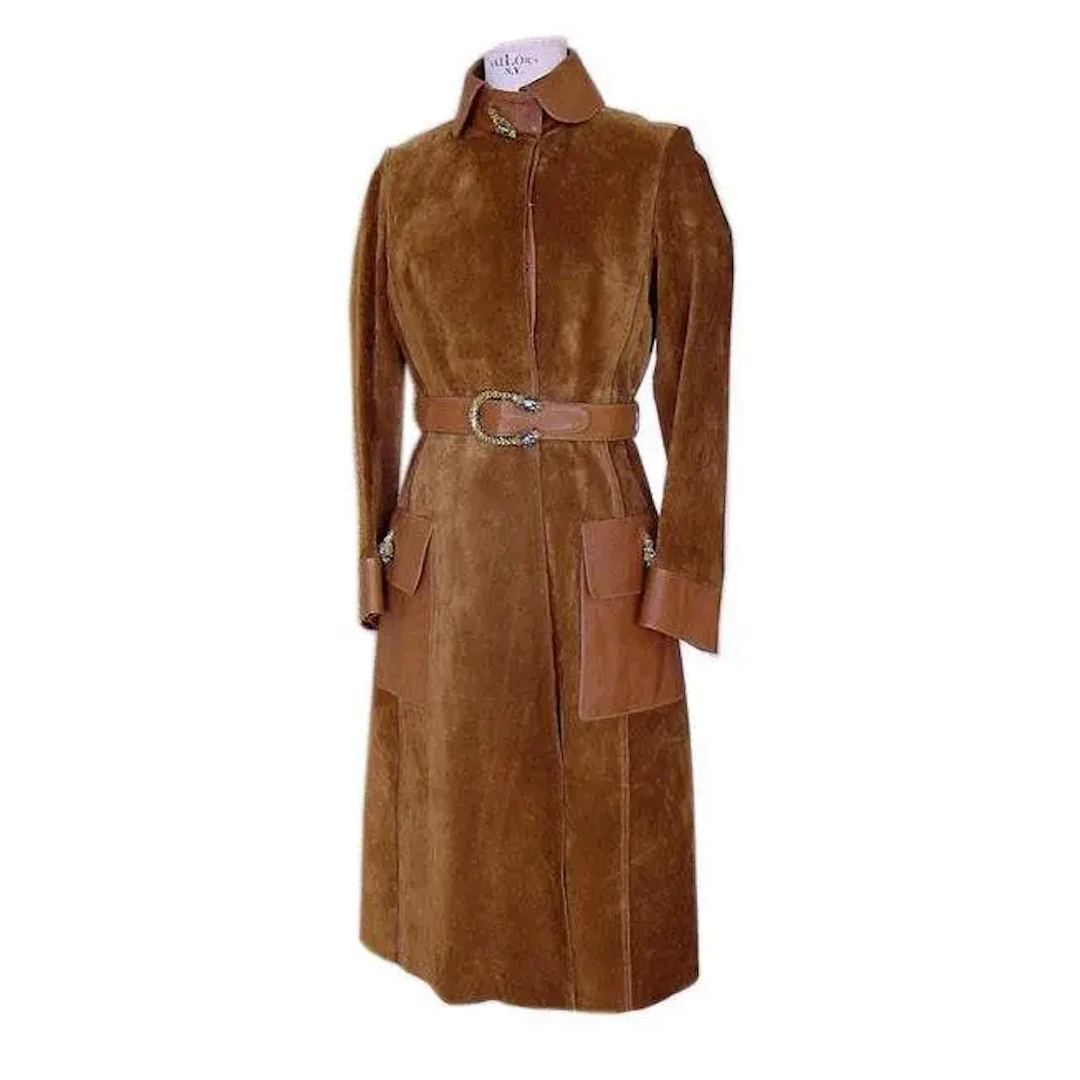 Vintage Gucci Coat Tabacco Brown Suede Fits 4 – 6