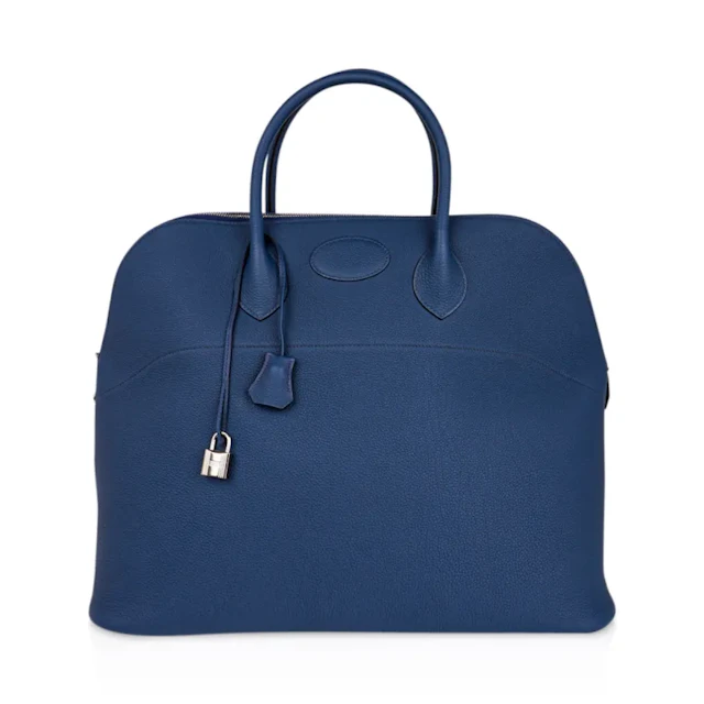 Hermes Bolide 45 Bag Blue de Prusse Togo Leather with Palladium Hardware