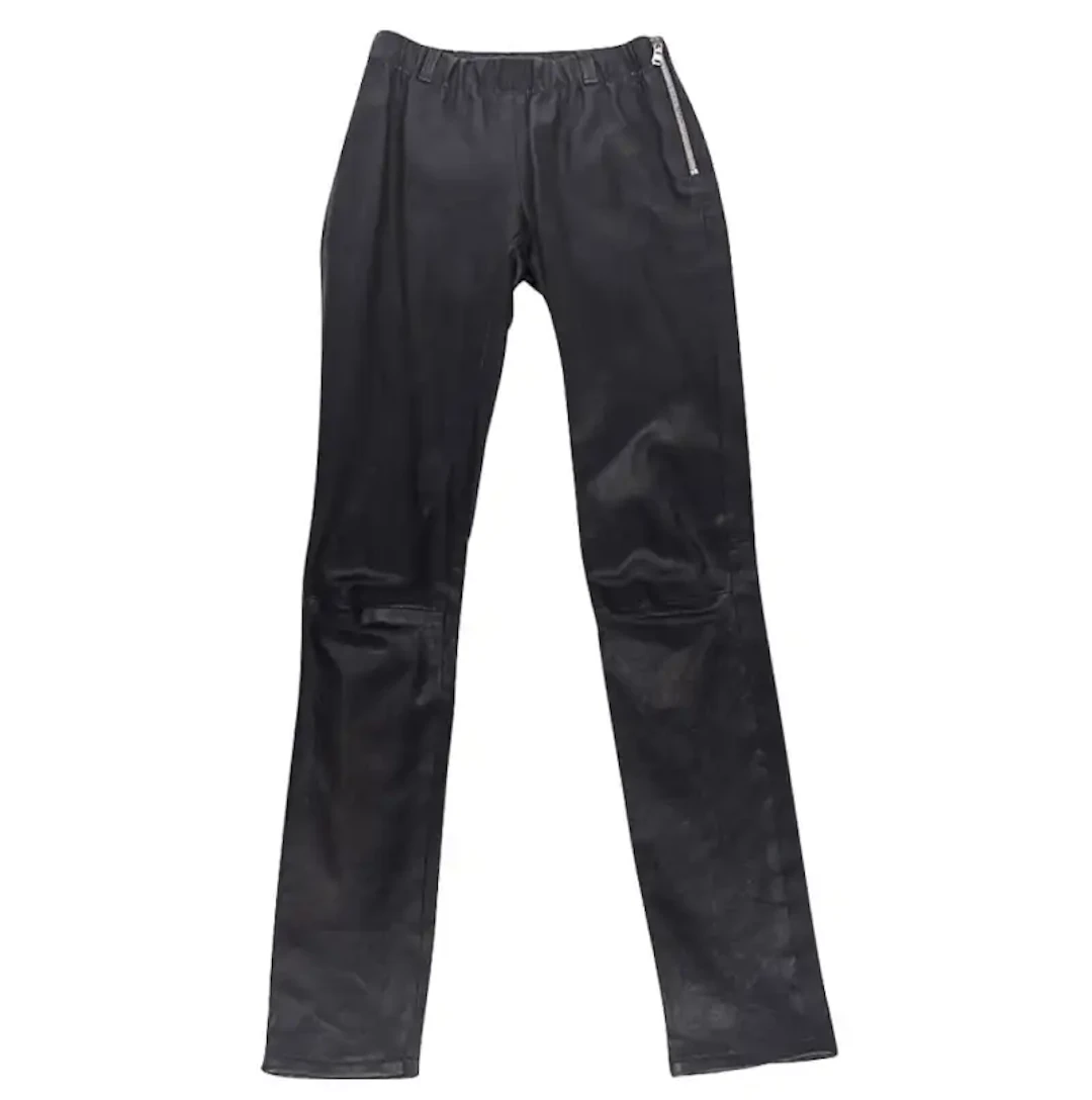 Red Valentino Leather Pant Slim Cut Bold Zipper Black Lambskin 0 Fits 4