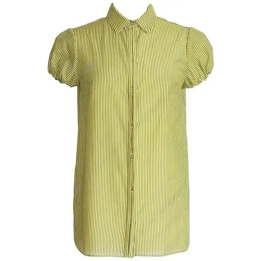 Versace Top Yellow Brown Striped 42 8