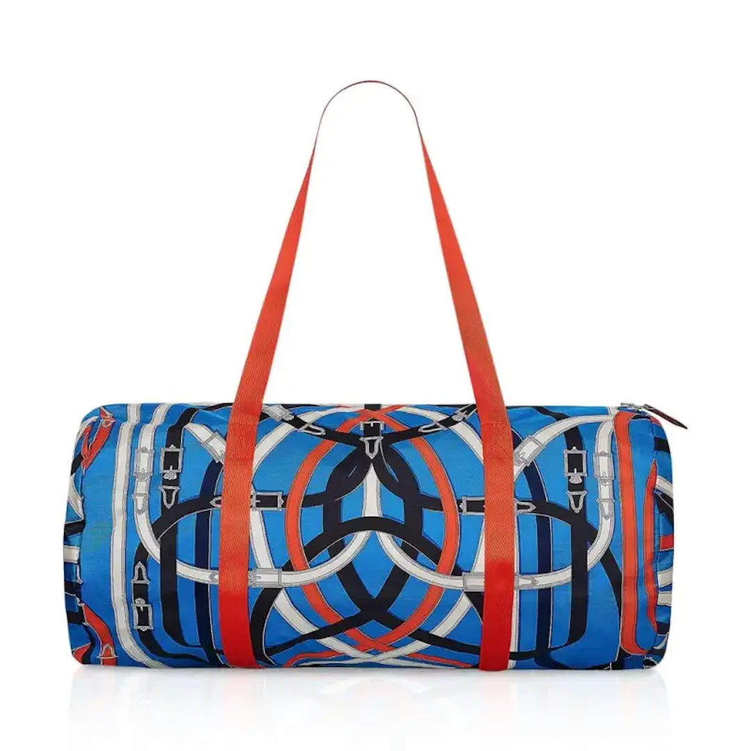 Hermes Airsilk Duffle Bag Cavalcadour 44 Blue Silk Limited Edition