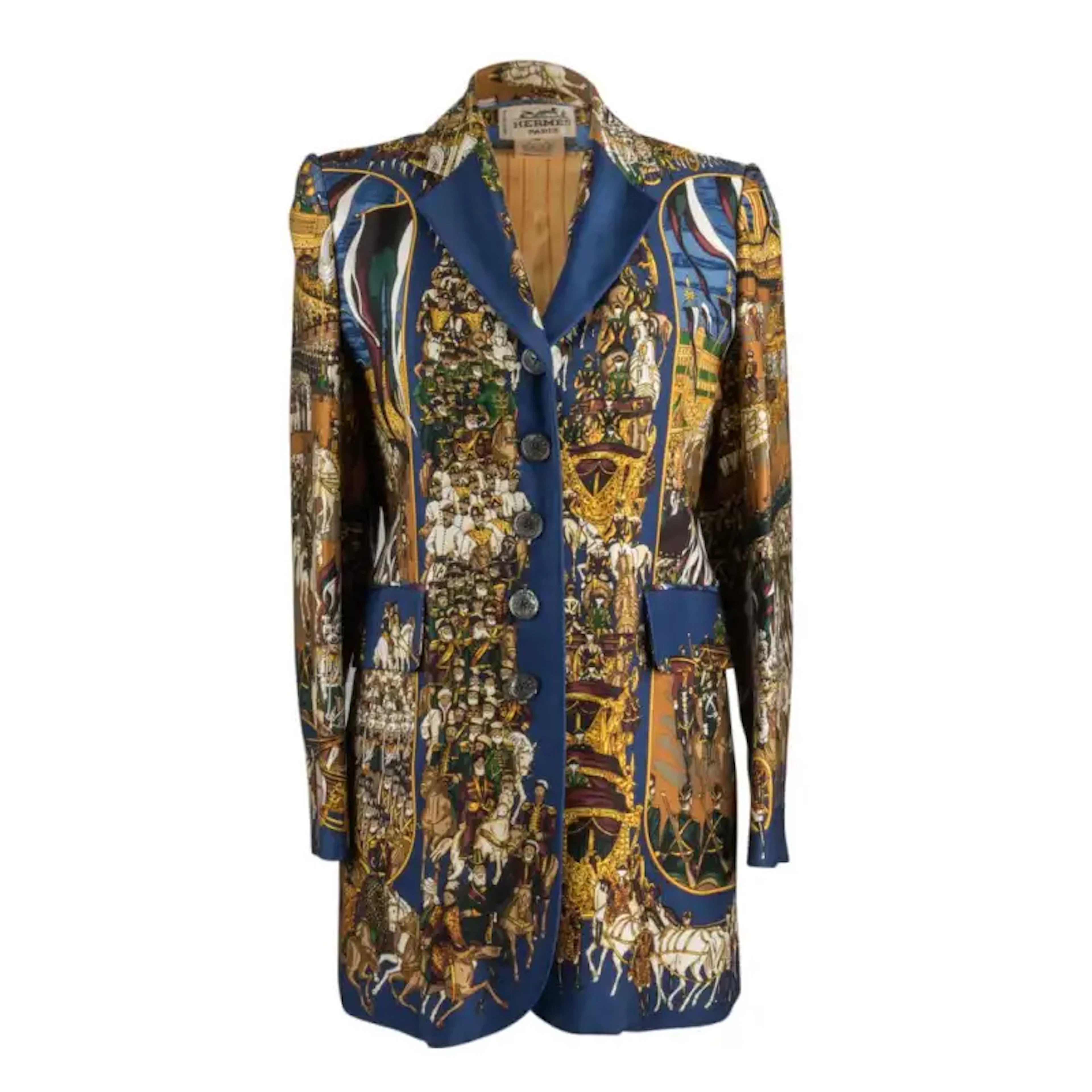 Hermes Vintage Grand Cortege A Moscou Blazer Silk Jacket 38