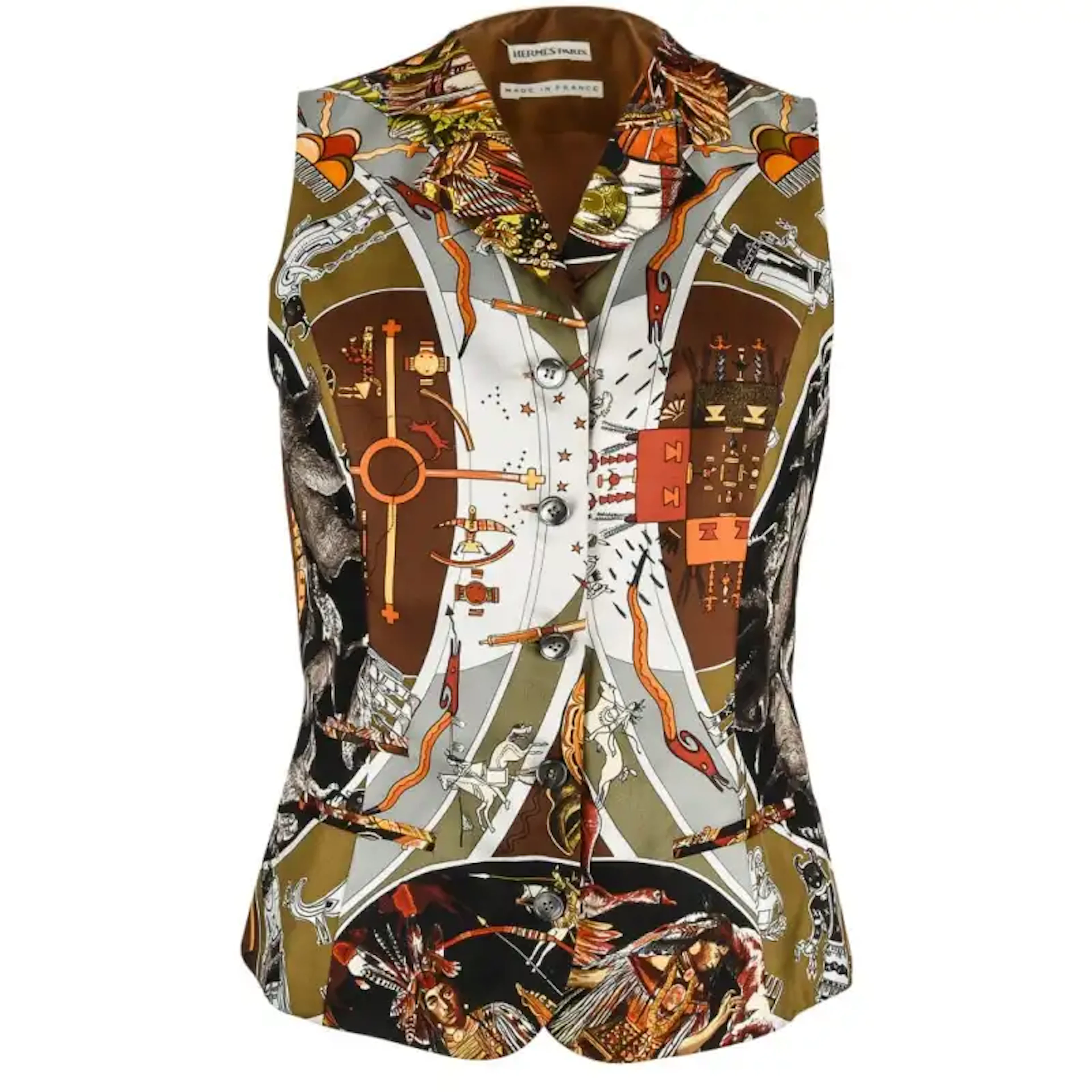 Hermes Vintage Les Mythologies des Hommes Vest Rouge 38