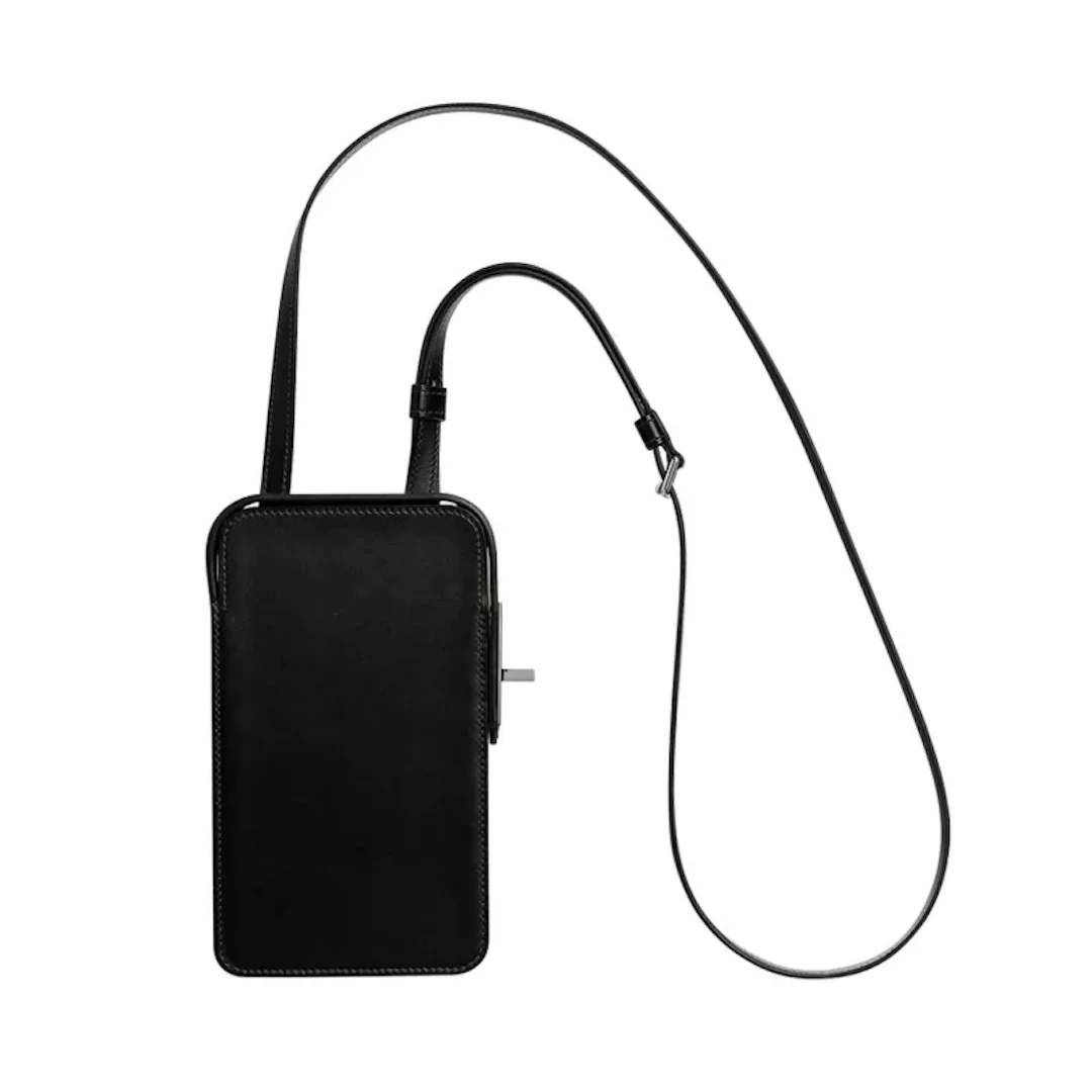 Hermes Limited Edition Hac A Box Phone Case Black Tadelakt Leather