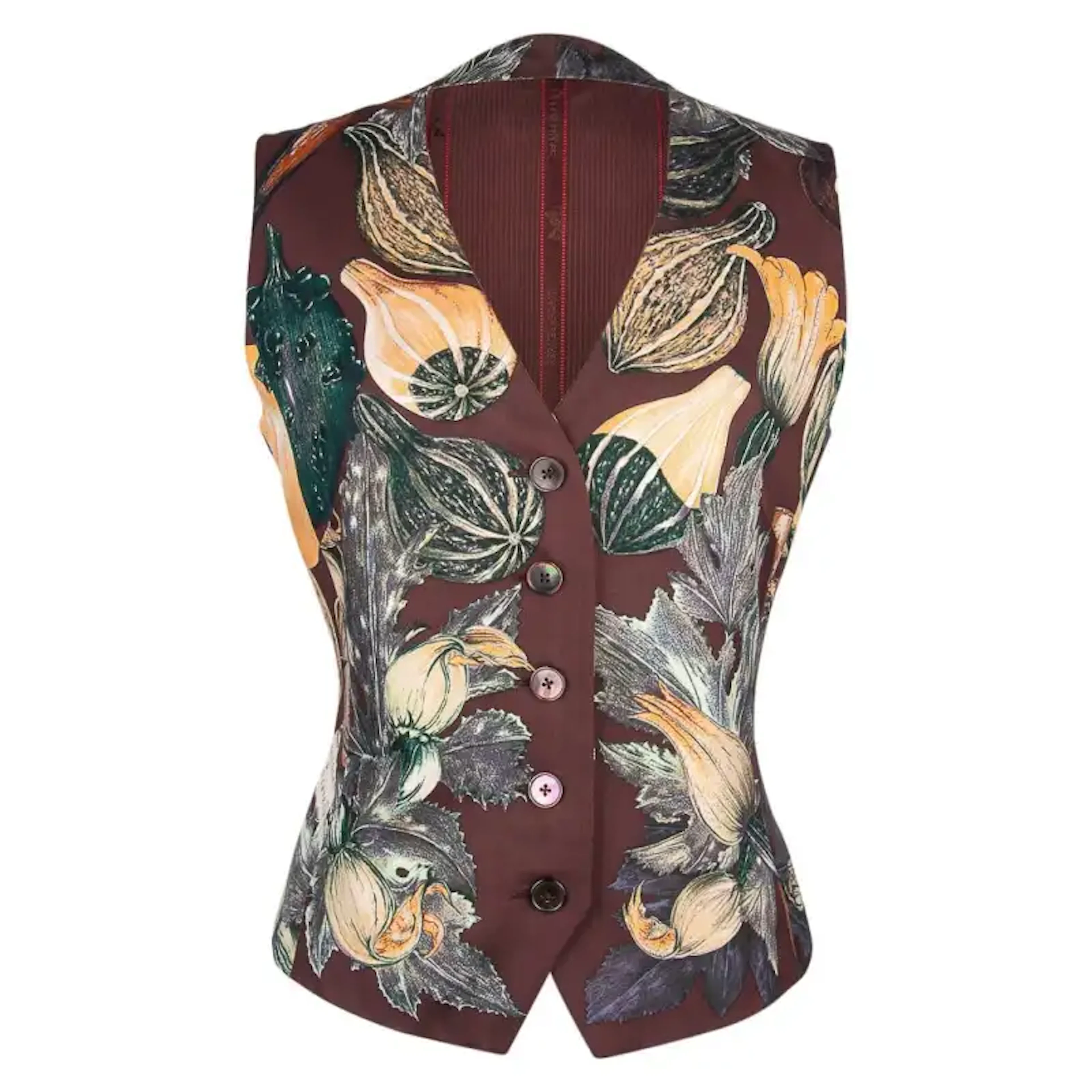 Hermes Vintage Vest Citrouilles Et Coloquintes Silk Print 40