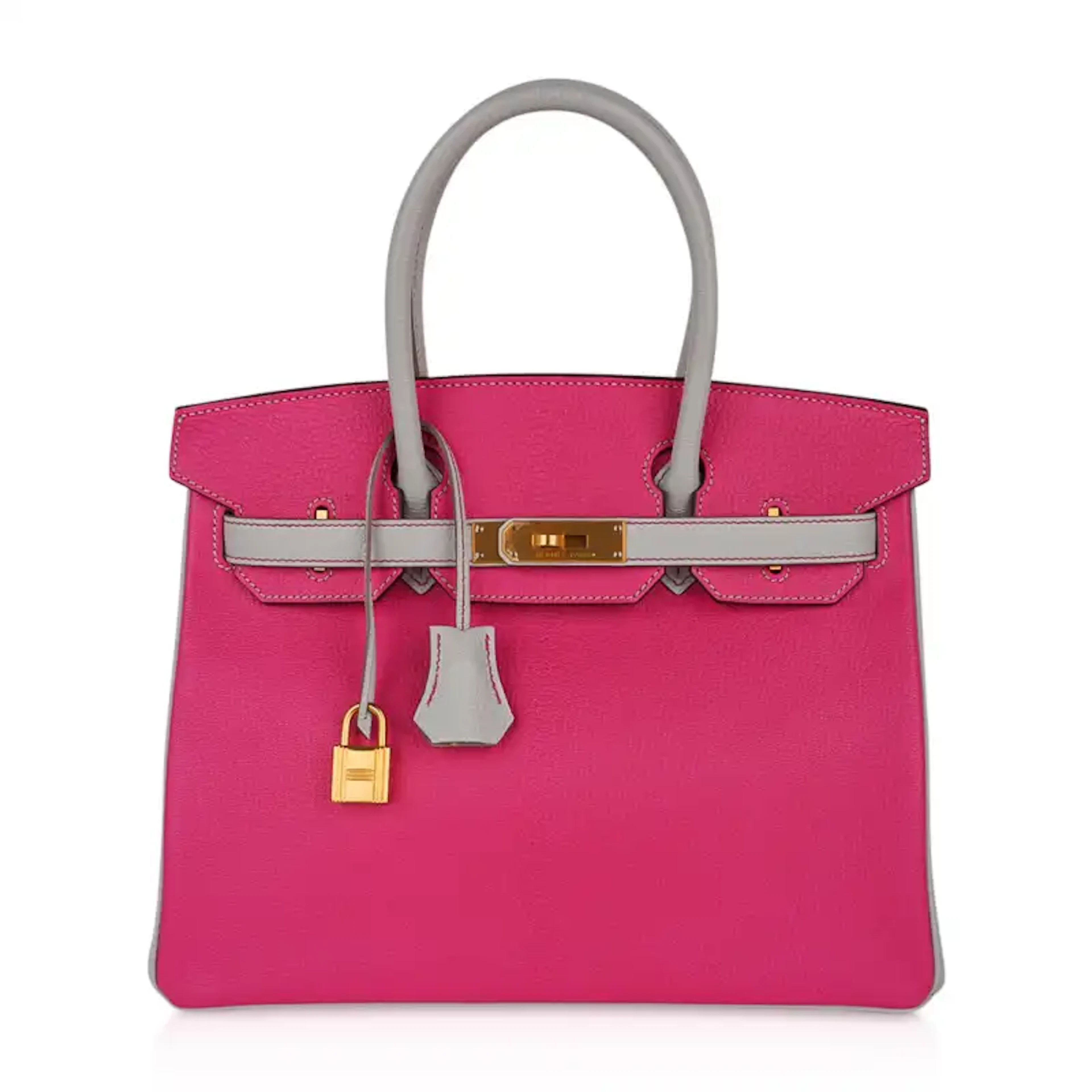Hermes Special Order HSS Birkin 30 Bag Rose Shocking & Gris Perle