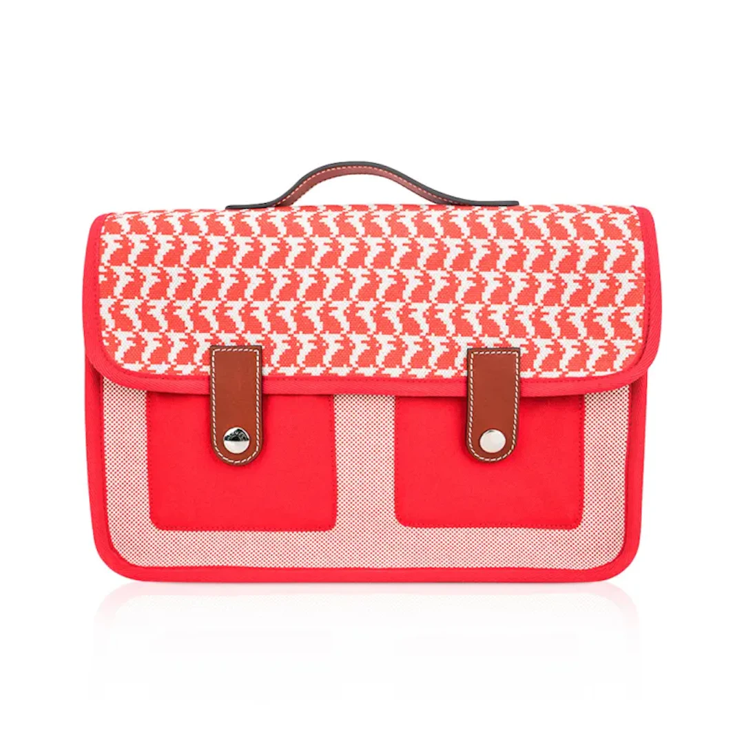 Hermes Animaux Pixel Backpack Red Canvas Toile Barenia Leather Rabbit