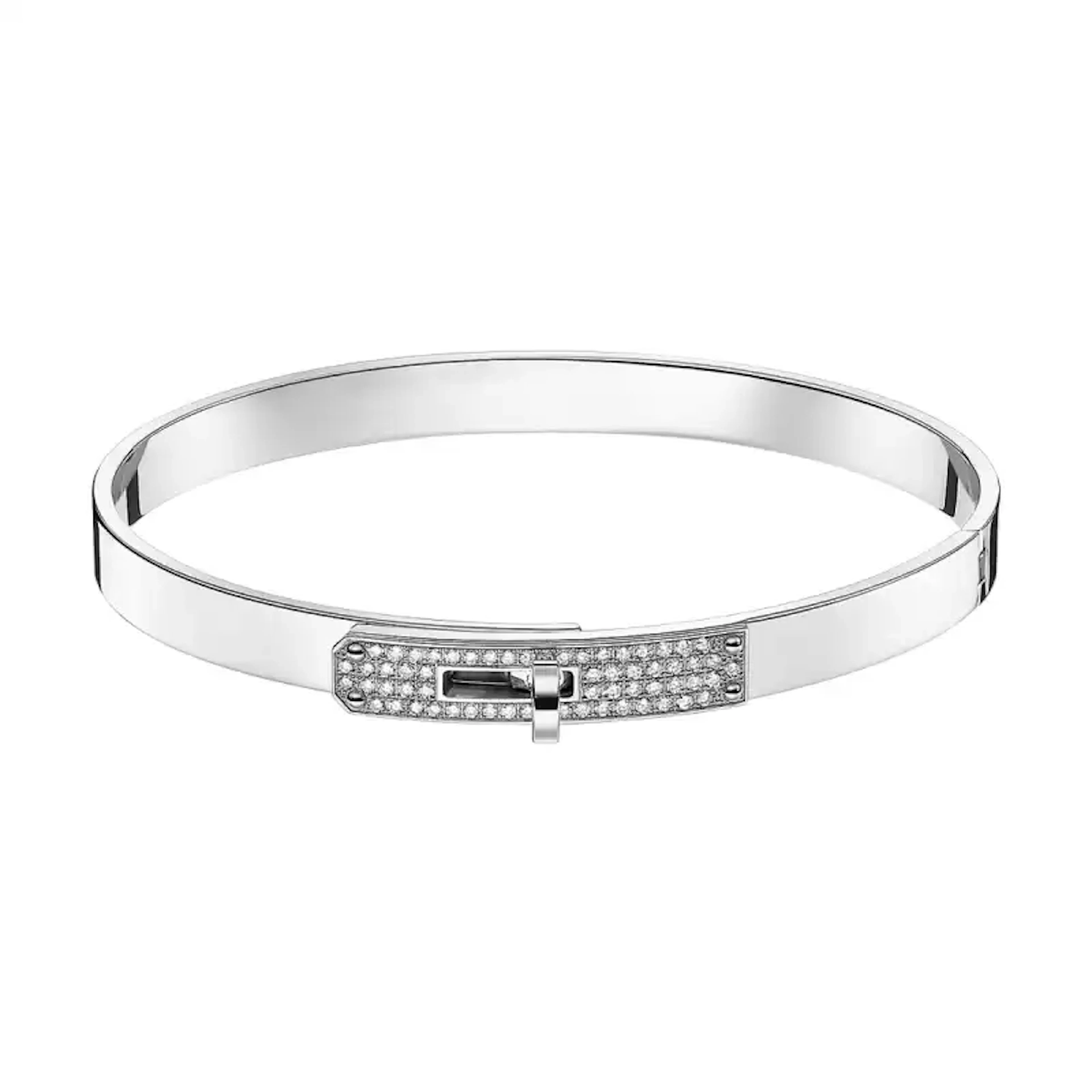 Hermes Kelly Bracelet Small Model 61 Diamonds 18k White Gold ST