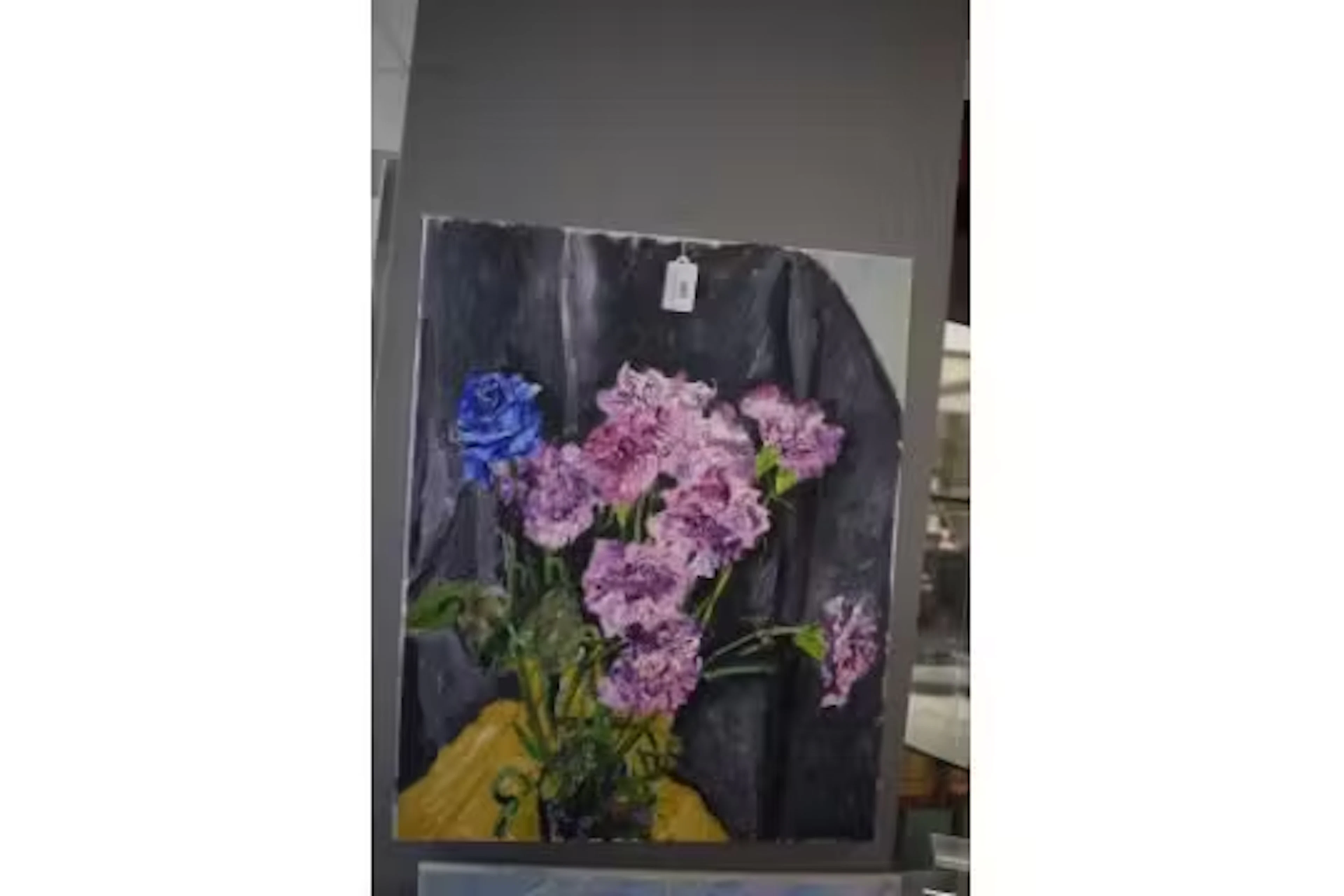 Small Oil on Canvas 'The Blue Rose' 51x51cm