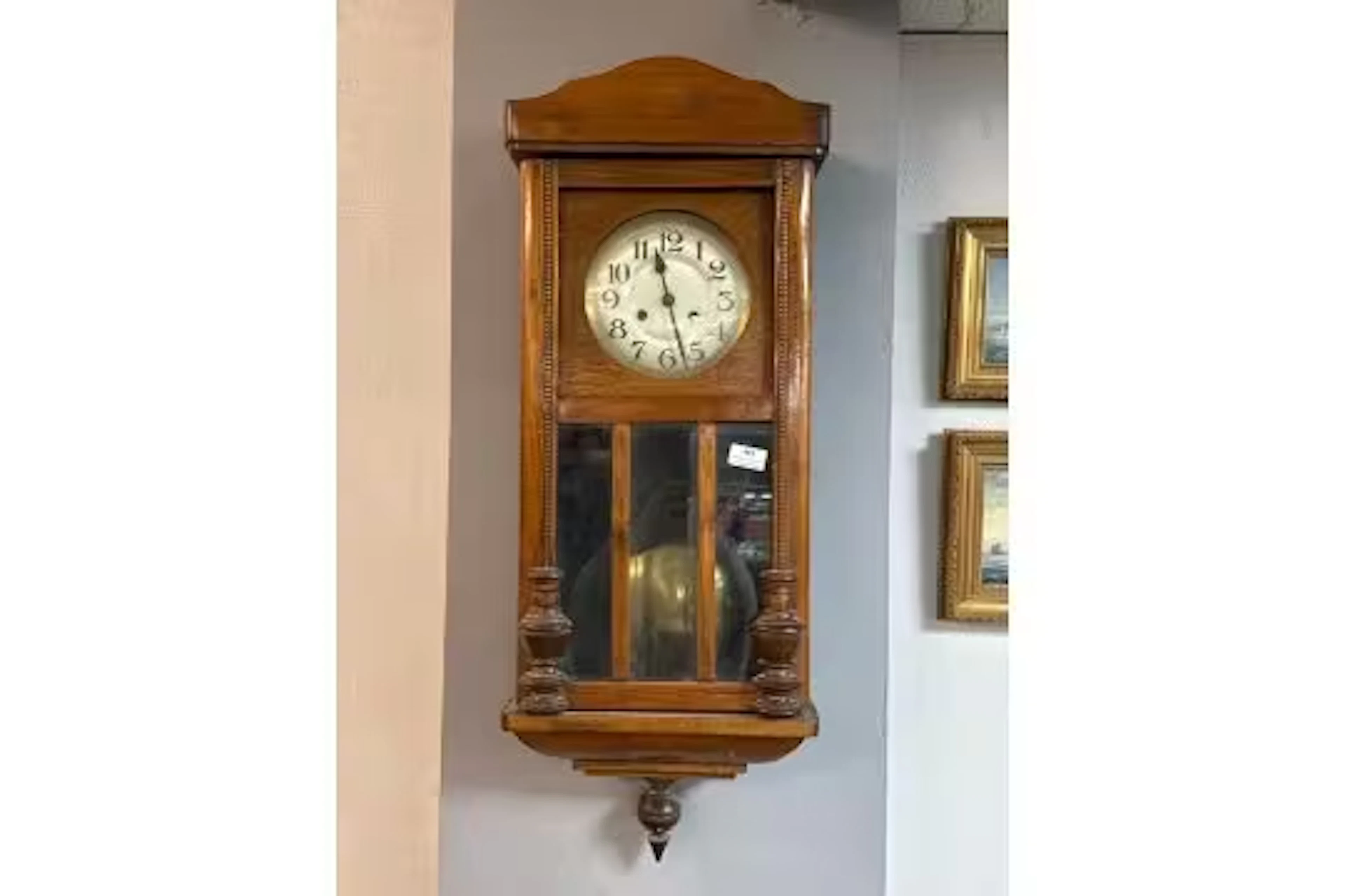 Vintage Vienna Style Wood Cased Pendulum Wall Clock (AF)