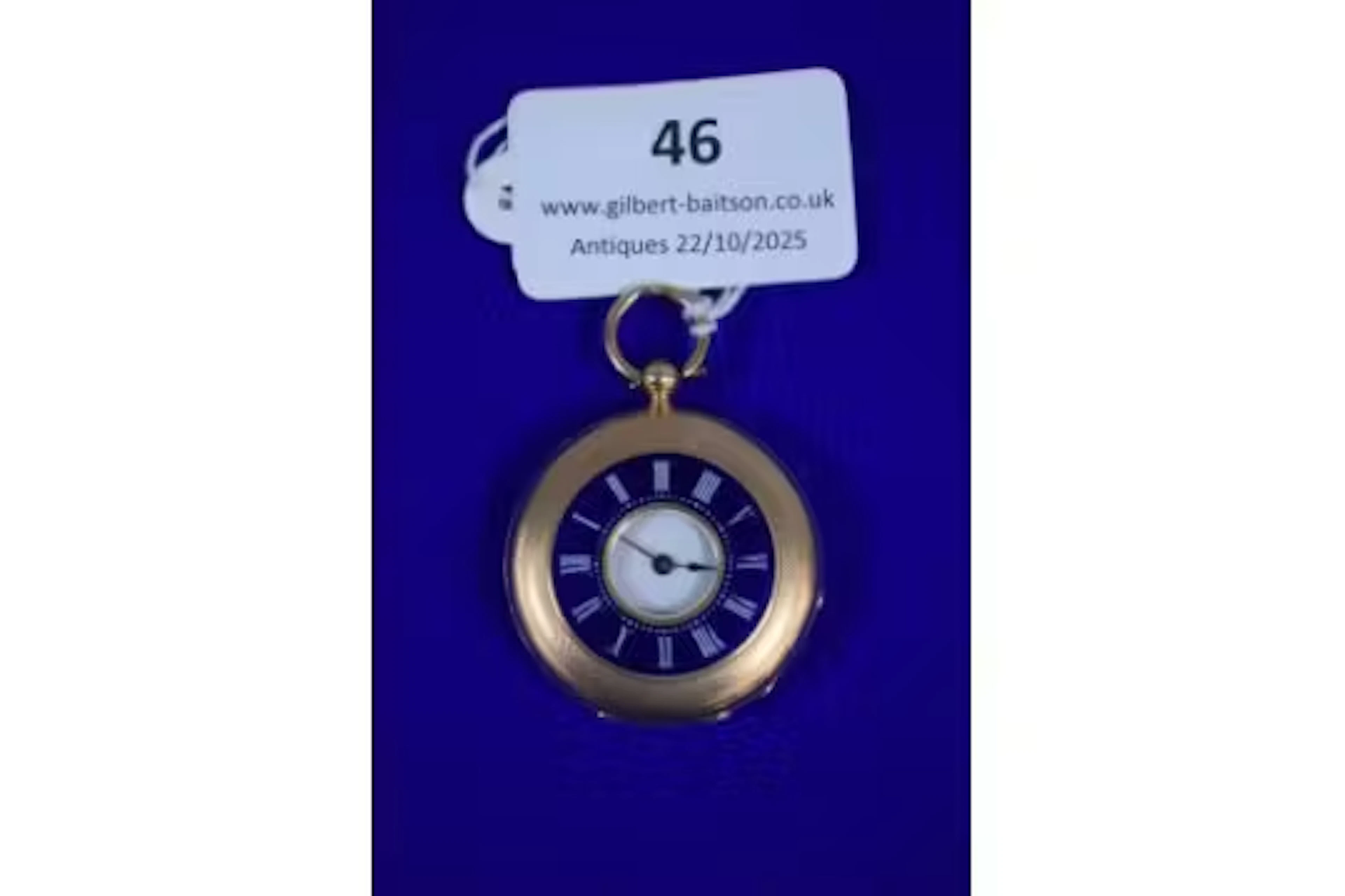 Continental 14ct Gold Ladies Pocket Watch with Blue Enamelled Face ~33g total