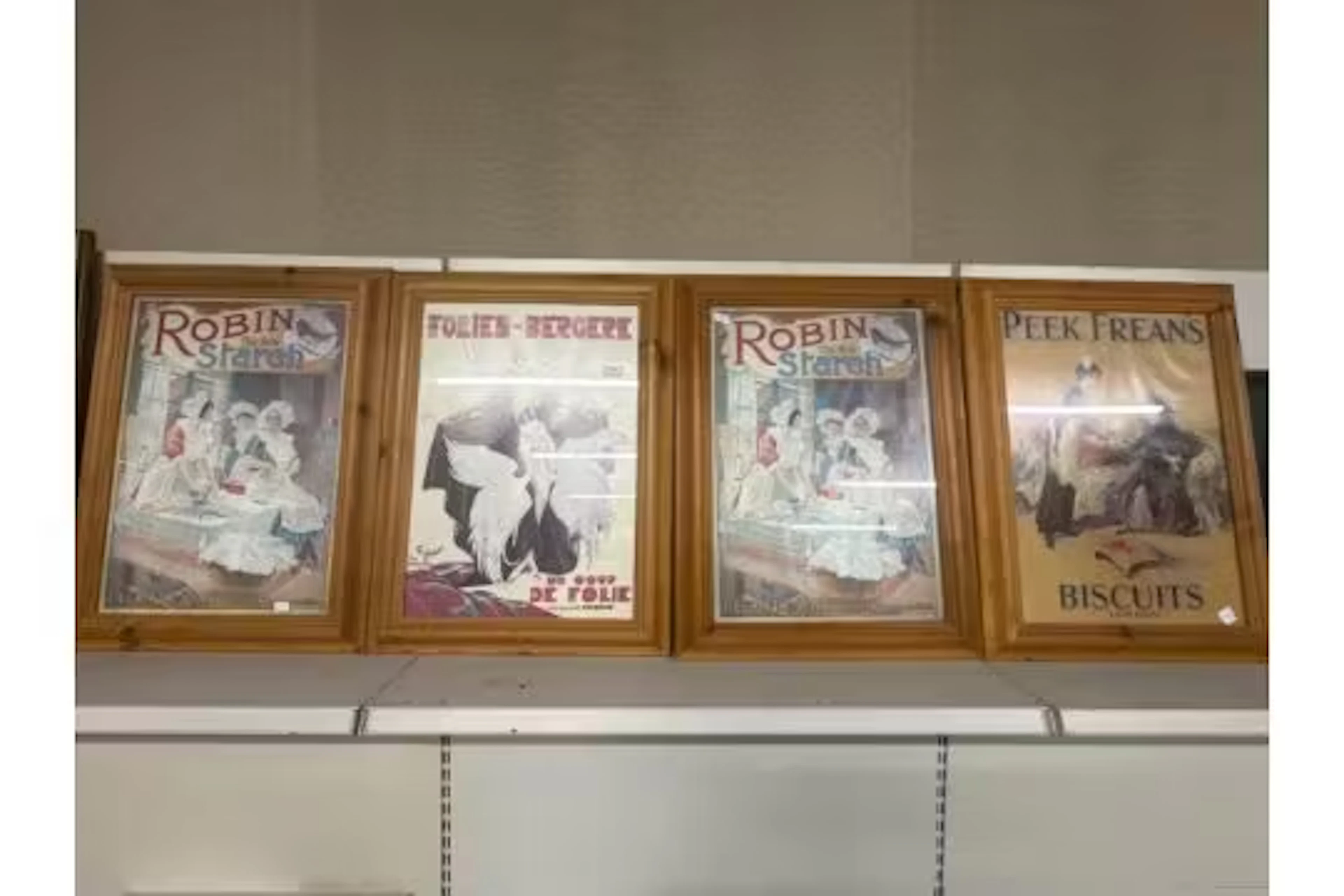 4 Pine framed vintage posters