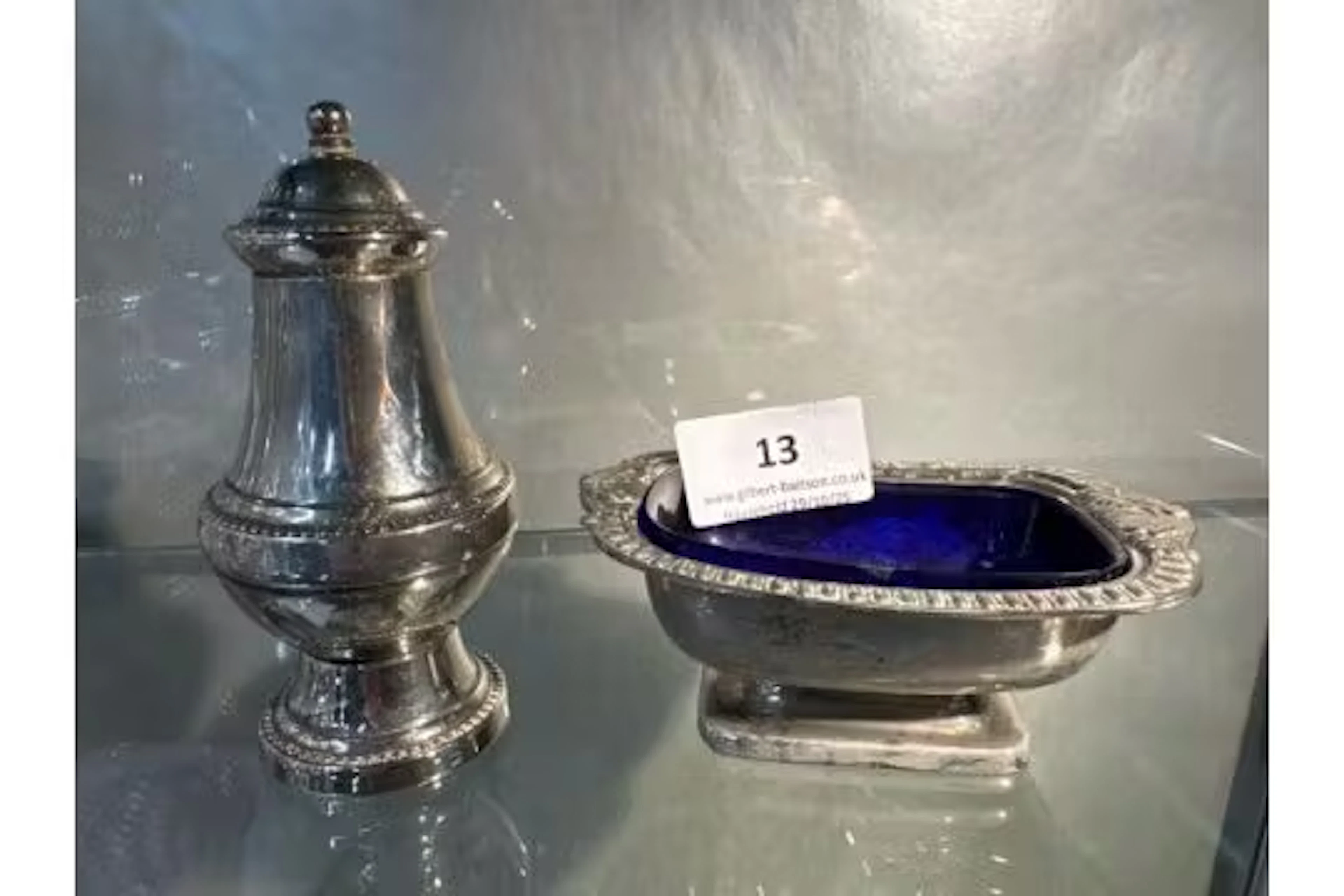 Silver plated salt cellar & pepper shaker