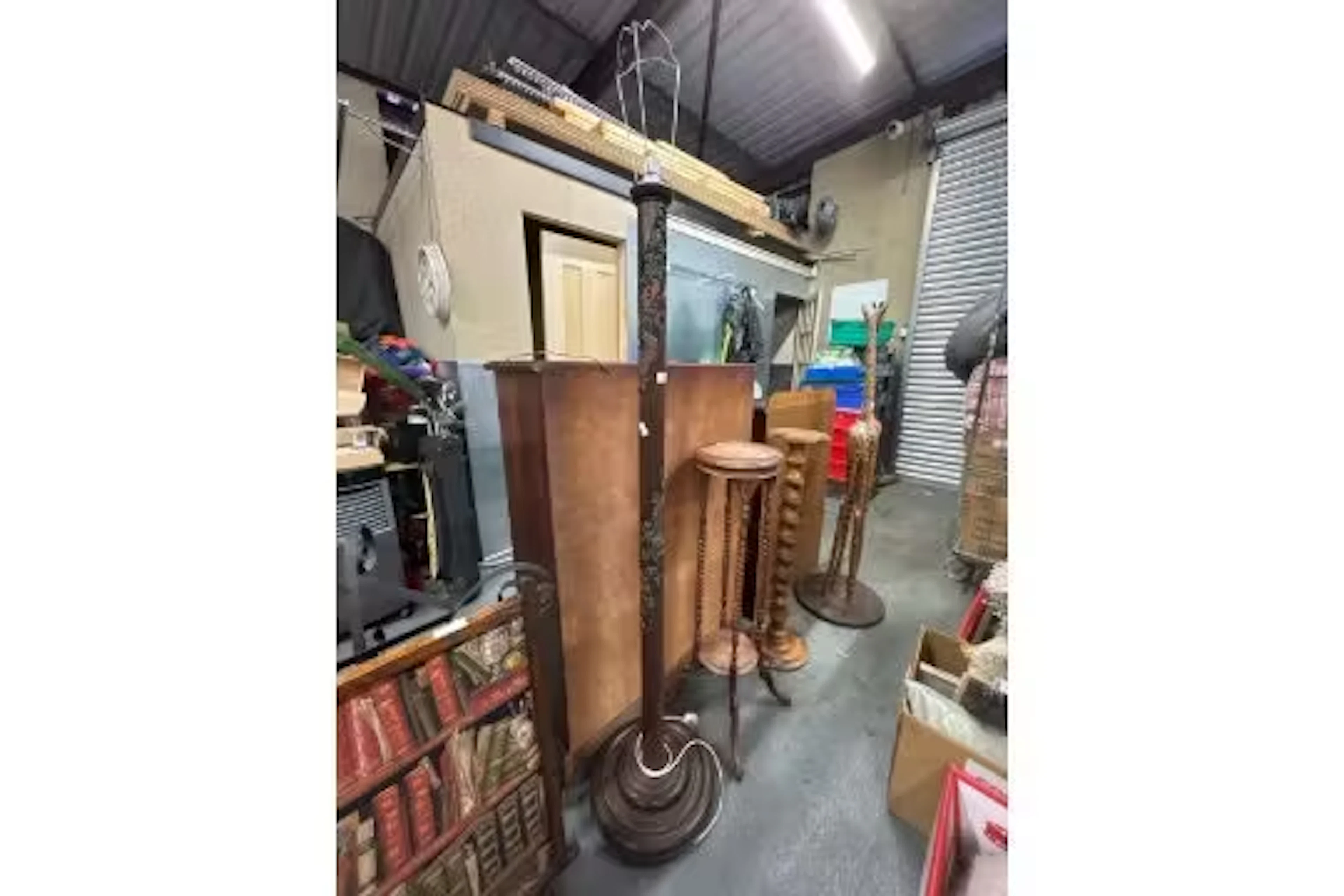 Carved wooden floor lamp with oriental dragon design